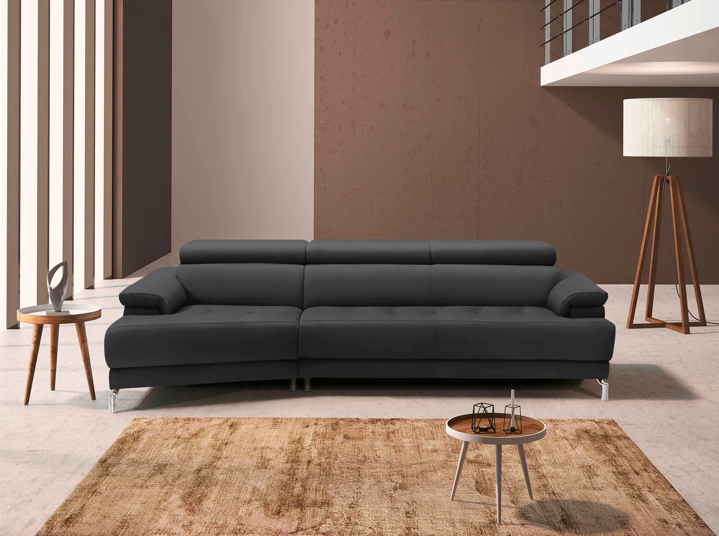 Egoitaliano Ecksofa »Soul, extravagantes Designsofa, Megasofa, super bequem, tolle Details«, mit Trapez-Abschlußelement, inkl verstellbarer Kopfteile