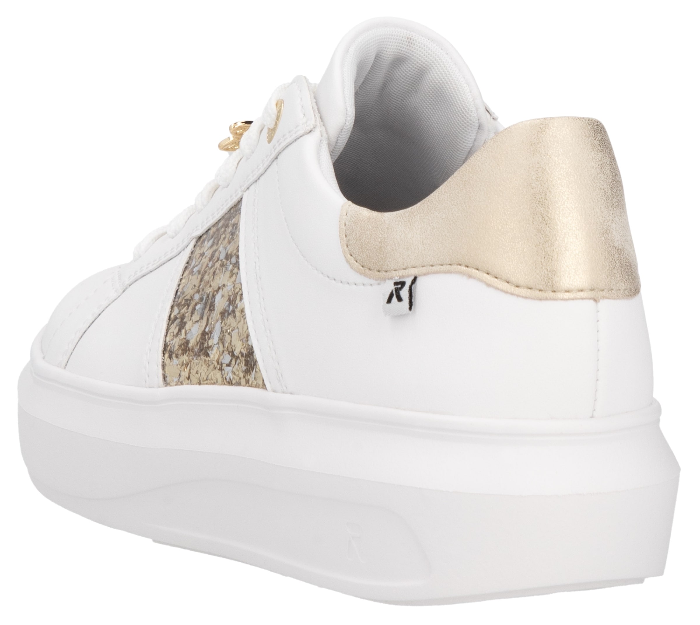 RIEKER Sport Plateausneaker, mit stylischen Metallic-Details, Freizeitschuh, Halbschuh, Schnürschuh