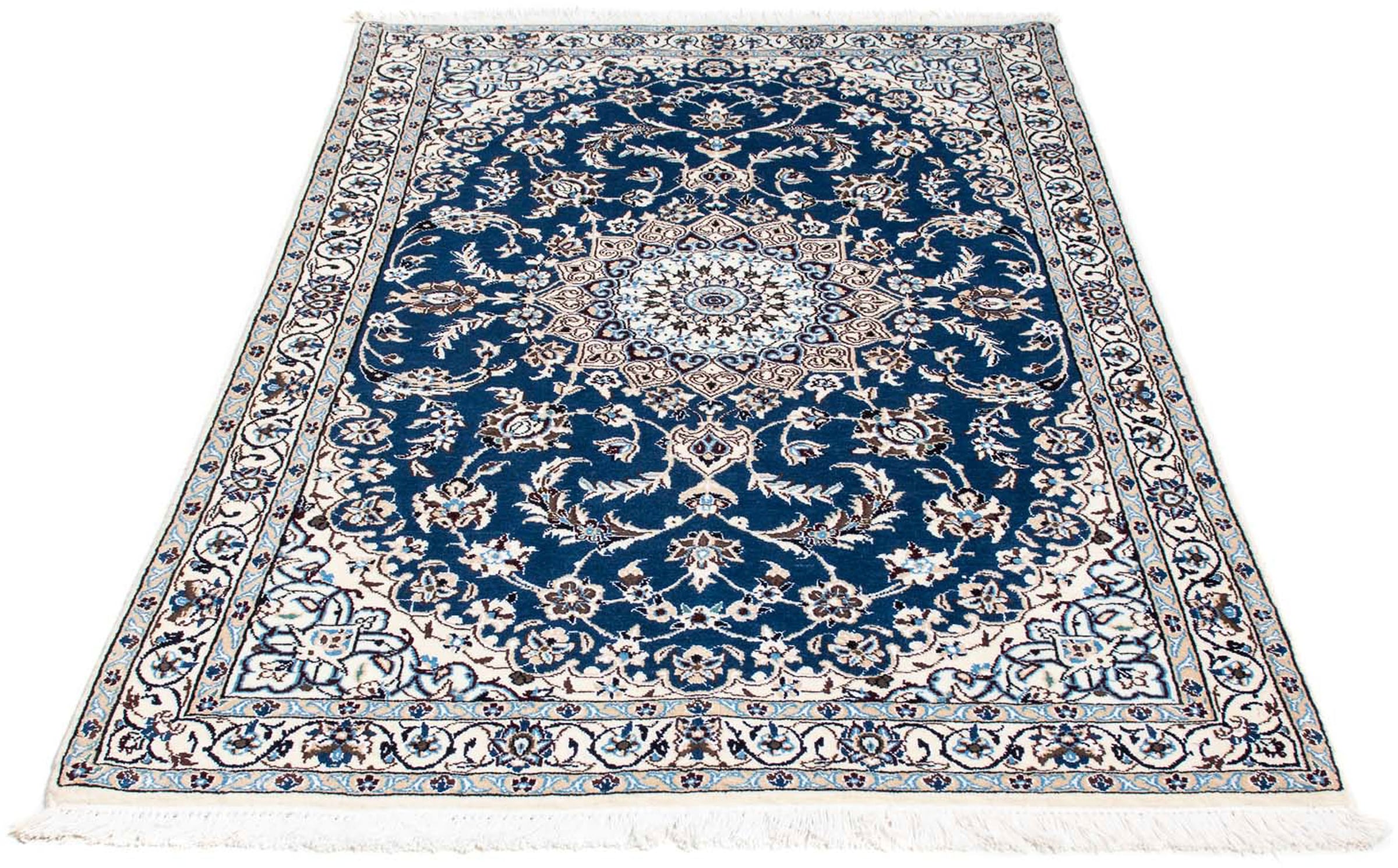 morgenland Orientteppich "Perser - Nain - Royal - 176 x 113 cm - blau", rechteckig, 10 mm Höhe, Wohnzimmer, Handgeknüpft