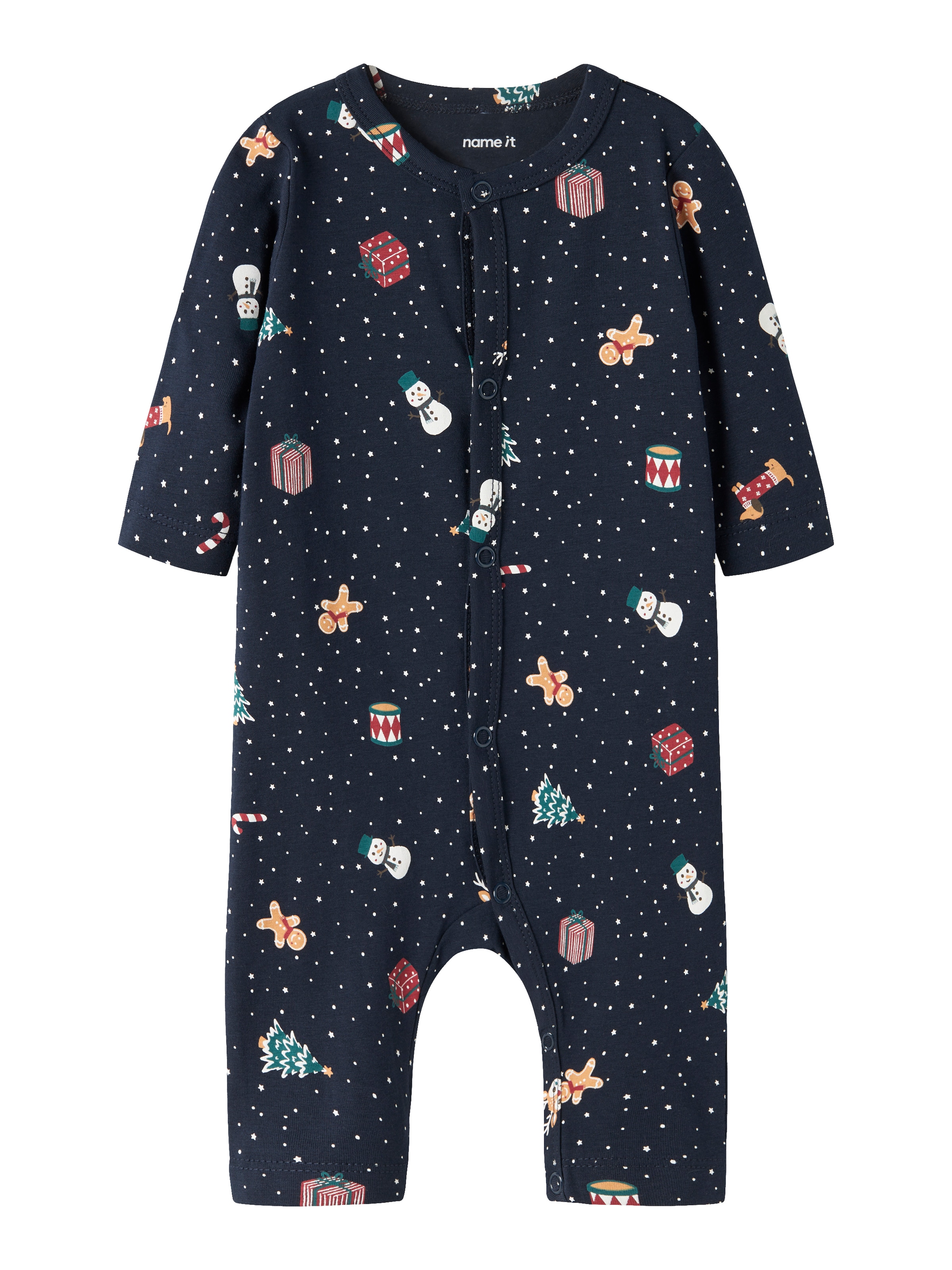 Name It Strampler »NBNVISMAS LS NIGHTSUIT« aus Baumwollmischung, mit elastischem Jersey, Langarm