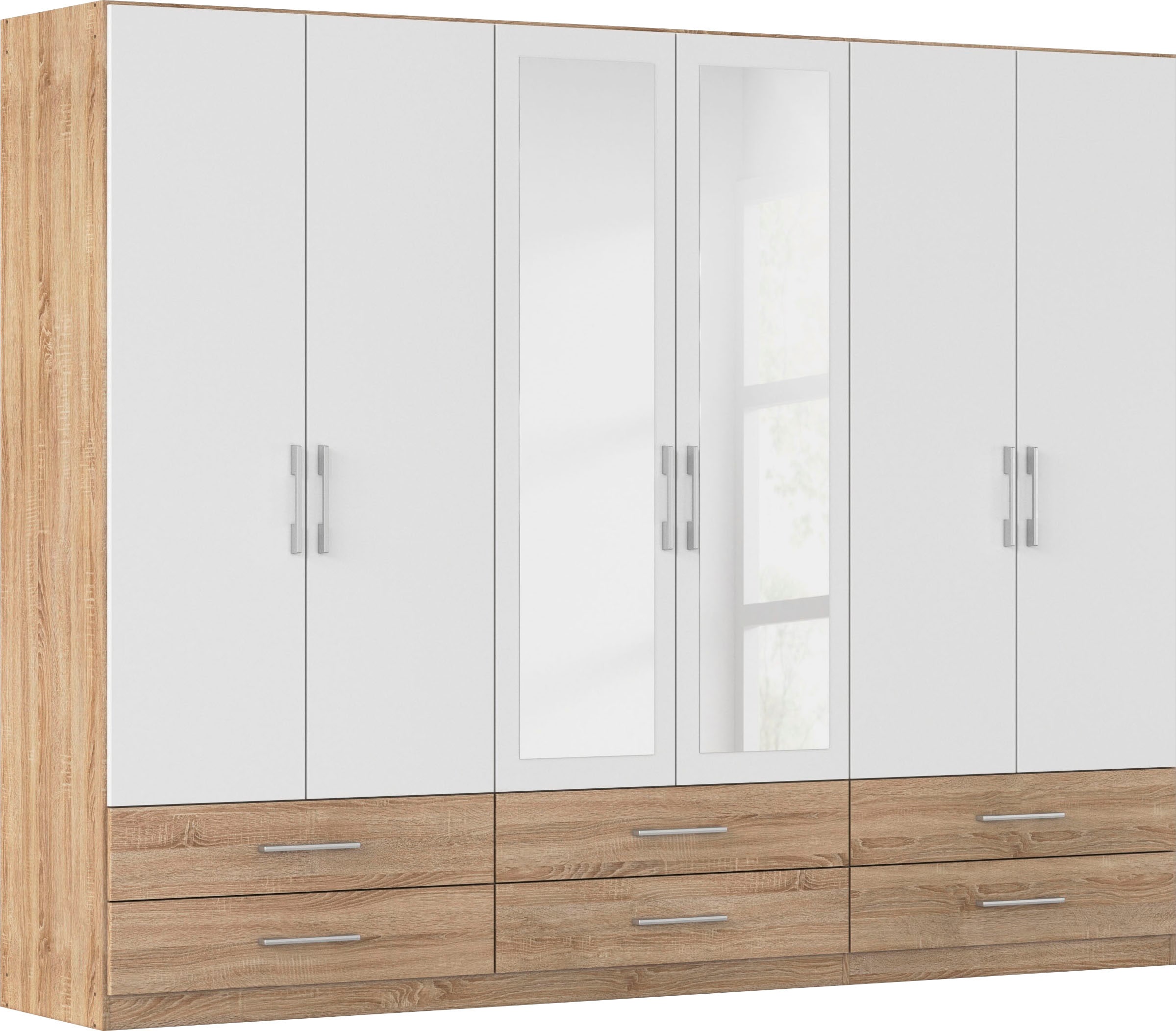 rauch Kleiderschrank "Schrank Garderobenschrank Mehrzweckschrank Schlafzimmer HERSBRUCK" 3 verschiedene Ausstattungen BASIC/CLASSIC/PREMIUM (inkl. SOFT-CLOSE), mit großzügigen Schubladen sowie Spiegeltüren MADE IN GERMANY
