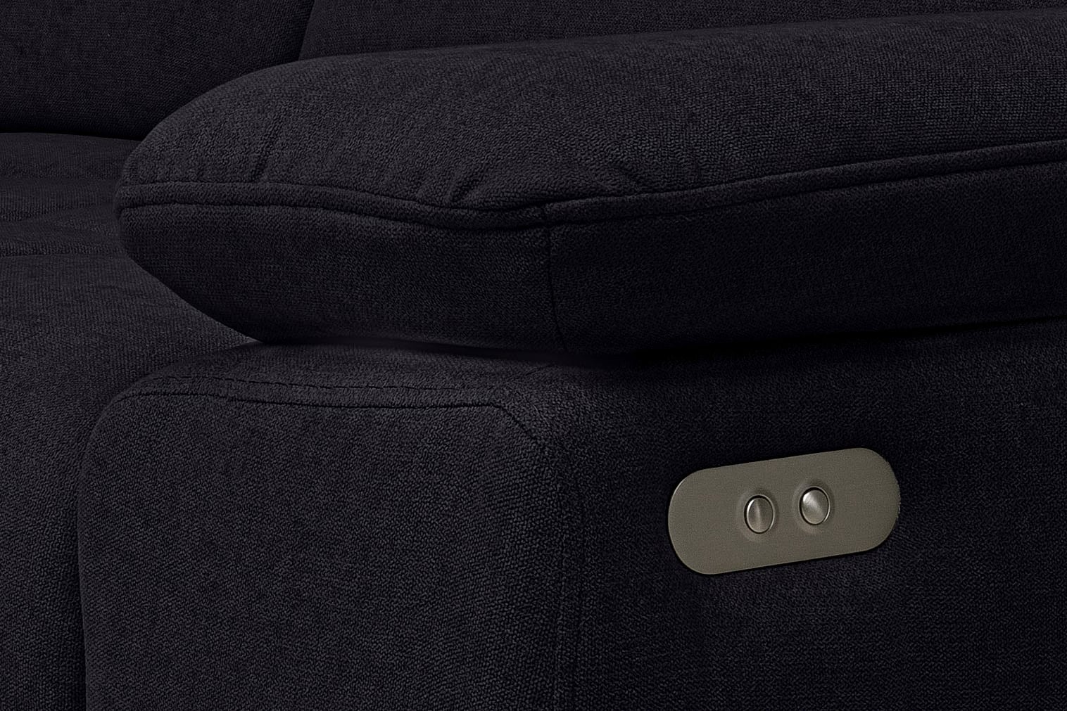 WERK2 Ecksofa »Focus-S, inkl. elektr. Sitzvorzug, manuelle Kopfteilverstellung« elektr. Sitztiefenverstellung, flexible Kopfstützen, 12cm Füße, L-Form