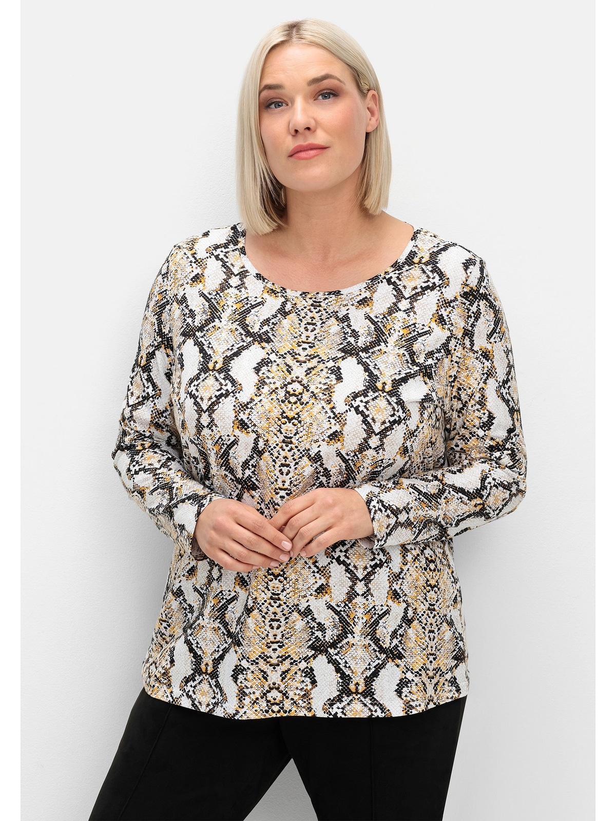 Langarmshirt »Große Größen«, mit Animalprint und Rundhalsausschnitt