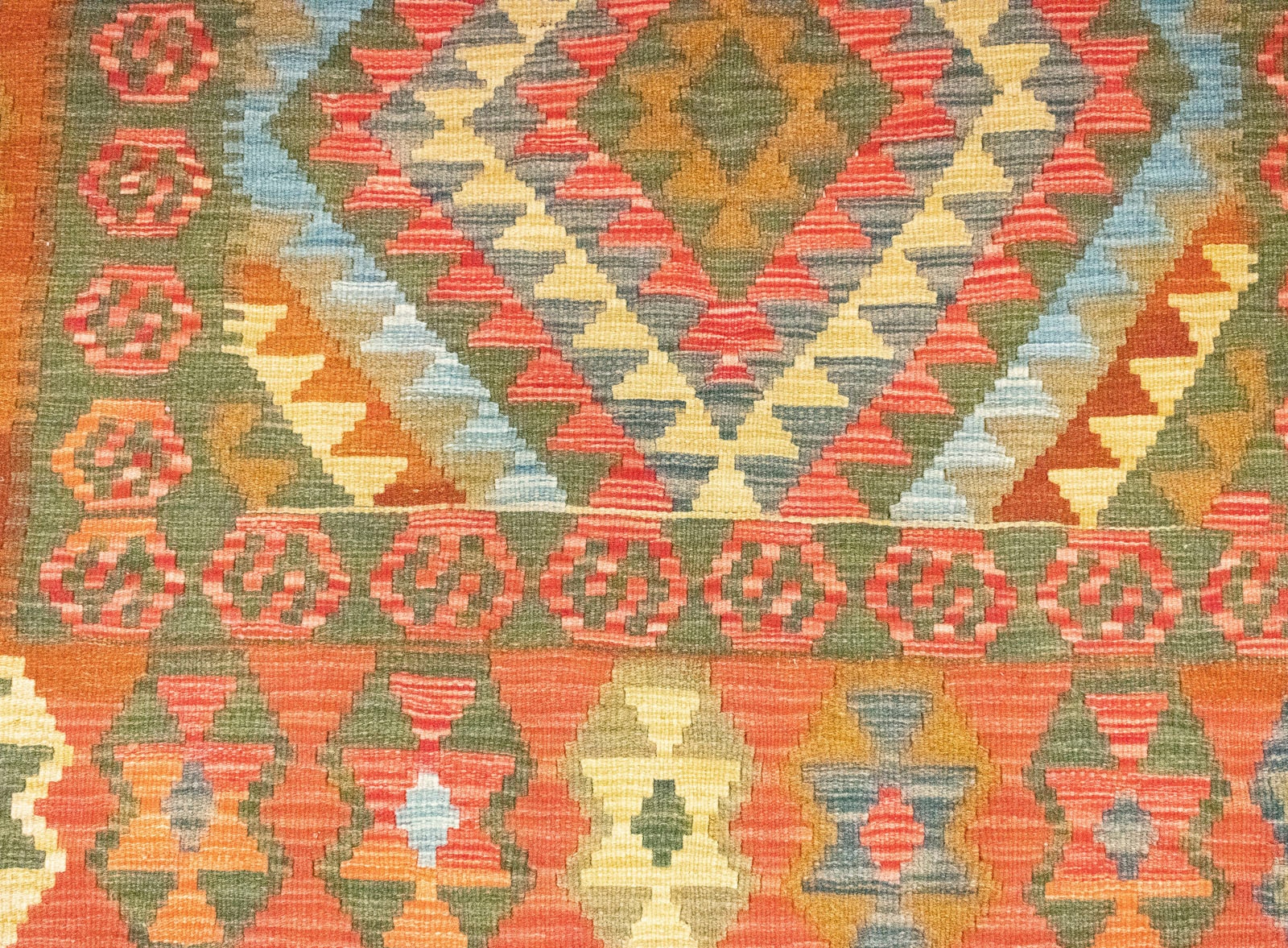 morgenland Wollteppich »Kelim Afghan Teppich handgewebt orange«, rechteckig, Kurzflor