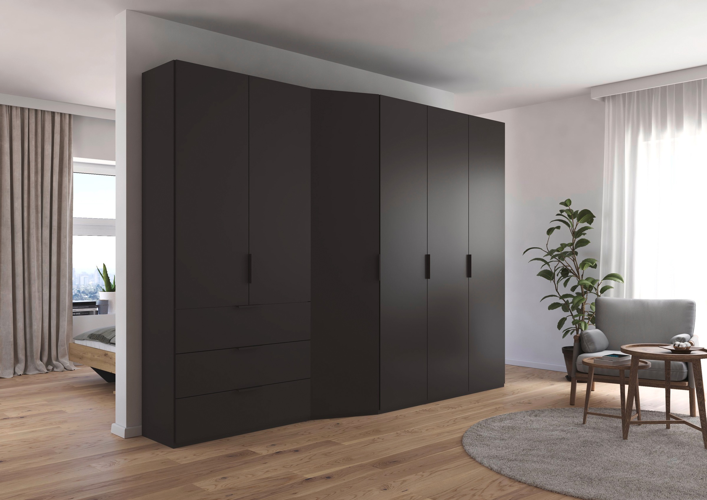 rauch Drehtürenschrank »Kleiderschrank Schrank Garderobe Wäscheschrank WAVE«, in 2 unterschiedlichen Tiefen, mit Soft-Close Funktion MADE IN GERMANY