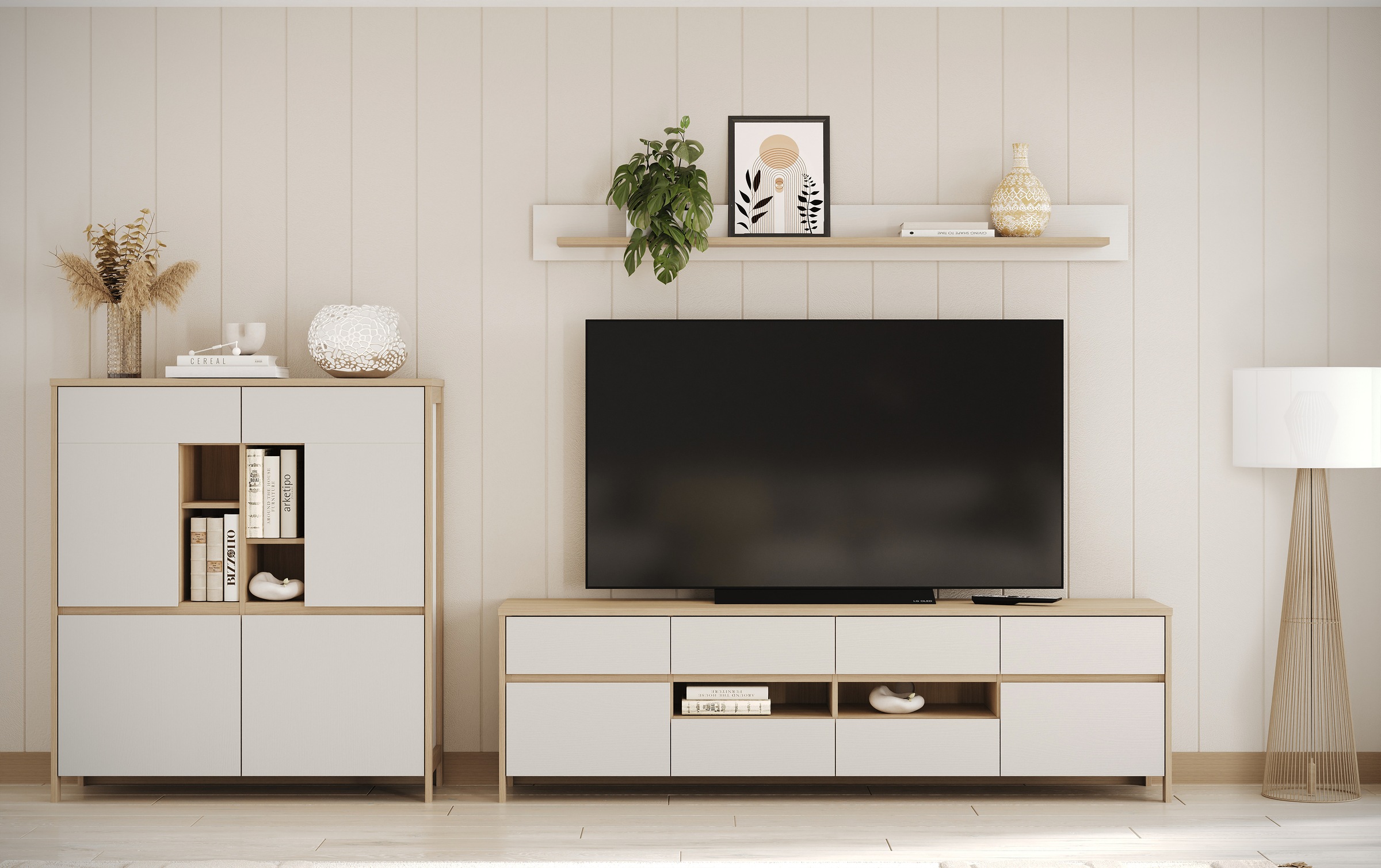 Home affaire Wohnwand "Stranda, moderne Anbauwand, Komplettset im Scandi-St günstig online kaufen