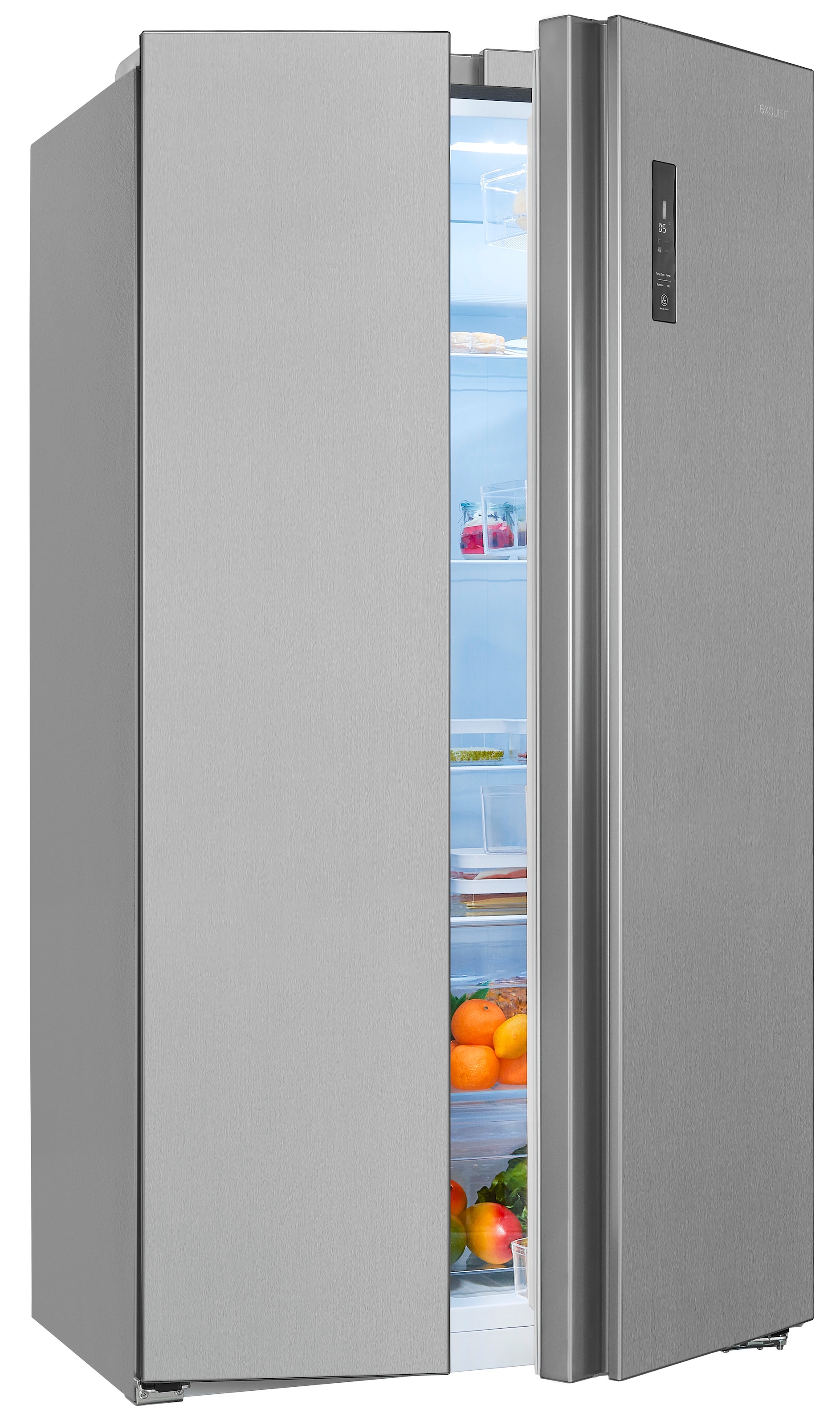 exquisit Kühl-/Gefrierkombination "SBS560-050D inoxlook" 177 cm hoch 91,2 c günstig online kaufen