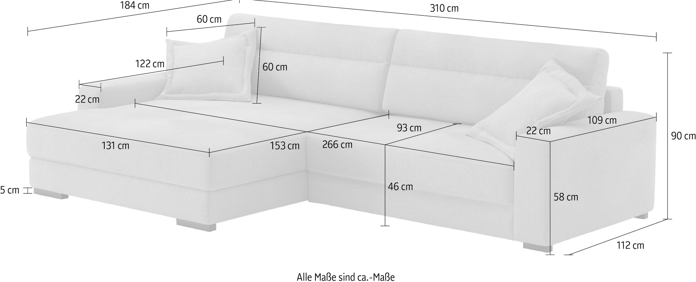 Mr. Couch Ecksofa »Marcello L-Form«, inklusive EasyBett und Bettkasten