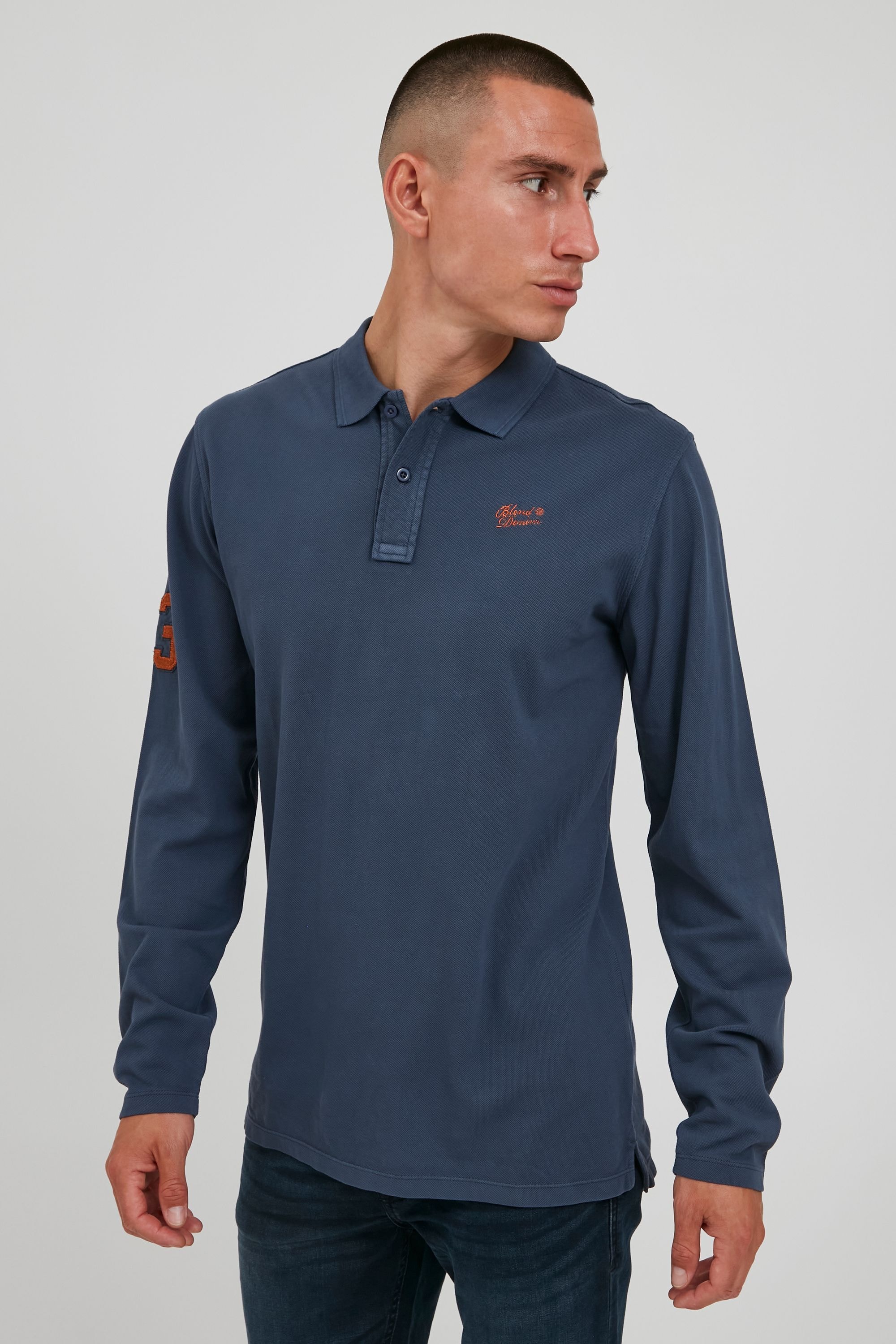 Blend Langarm-Poloshirt "BHDahoud" Longsleeve aus 100% Baumwolle günstig online kaufen