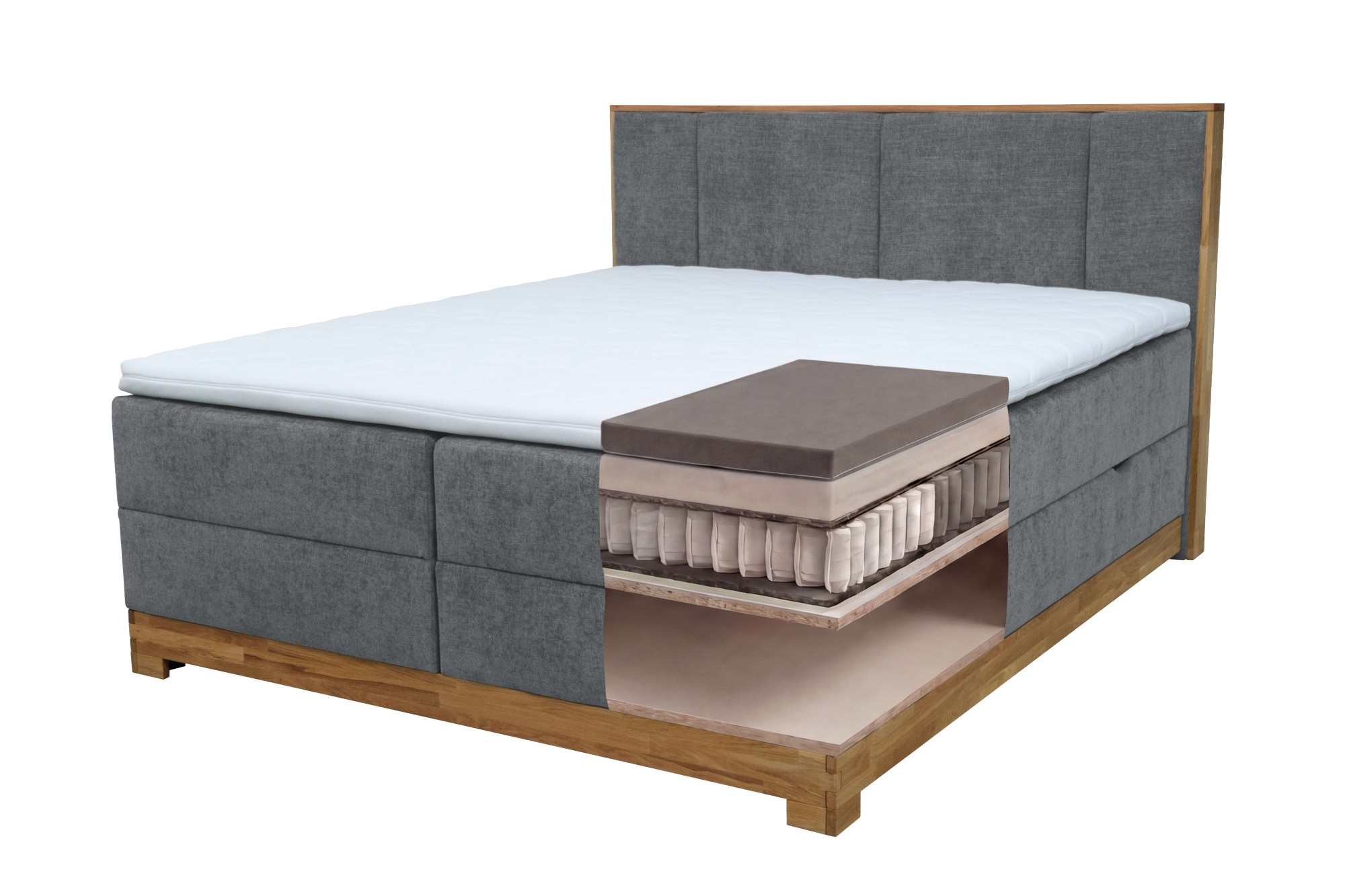 OTTO home Boxbett »Fennor, Doppelbett, Polsterbett, Federkernbett, Komforbett, 160/180 cm« Boxbett: 5-Z-Taschenfederkern im Unterbau, Härtegrad 3, inkl. Topper
