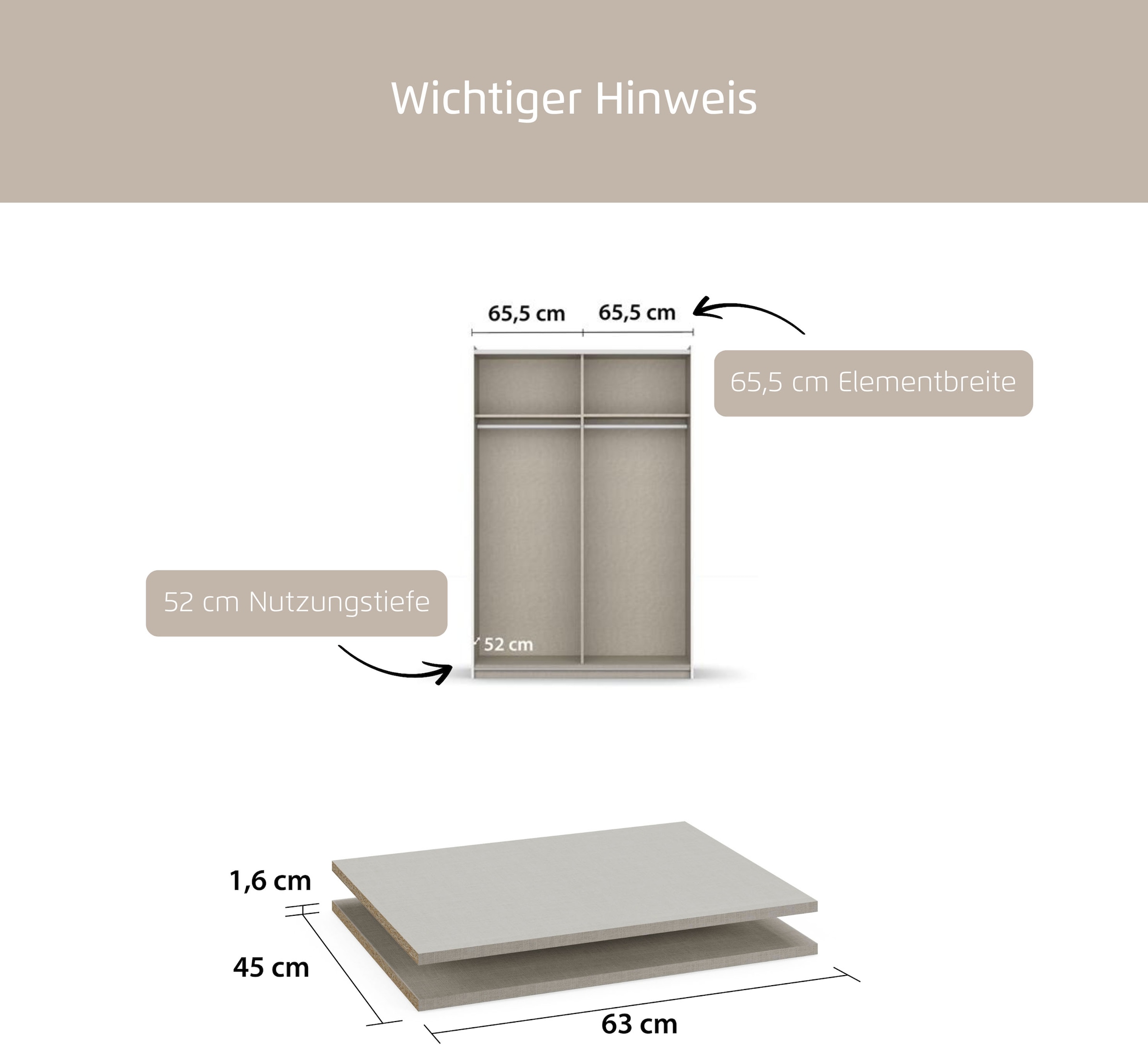 rauch Einlegeboden »Zubehör für Rauch-Schwebetürenschränke BLUE«, 2er-Set Breite 63 cm, Tiefe 45 cm