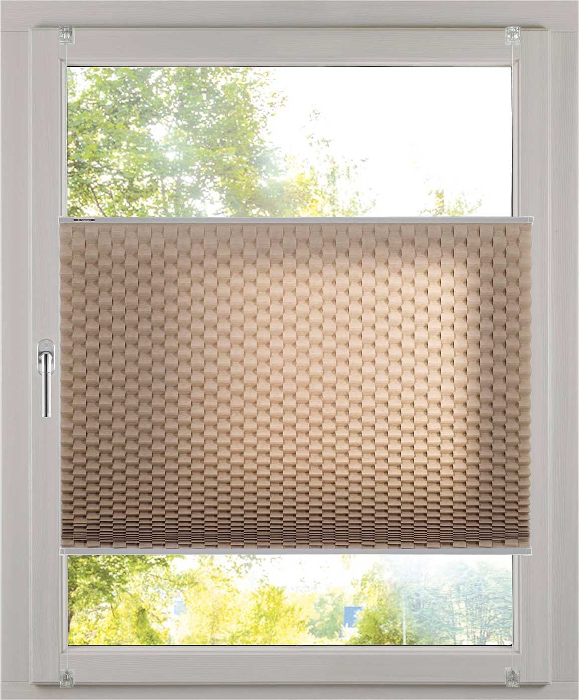 K-HOME Plissee "Diamantplissee von K-home, 3D-Effekt, patentiertes Design" Lichtschutz ohne Bohren verspannt