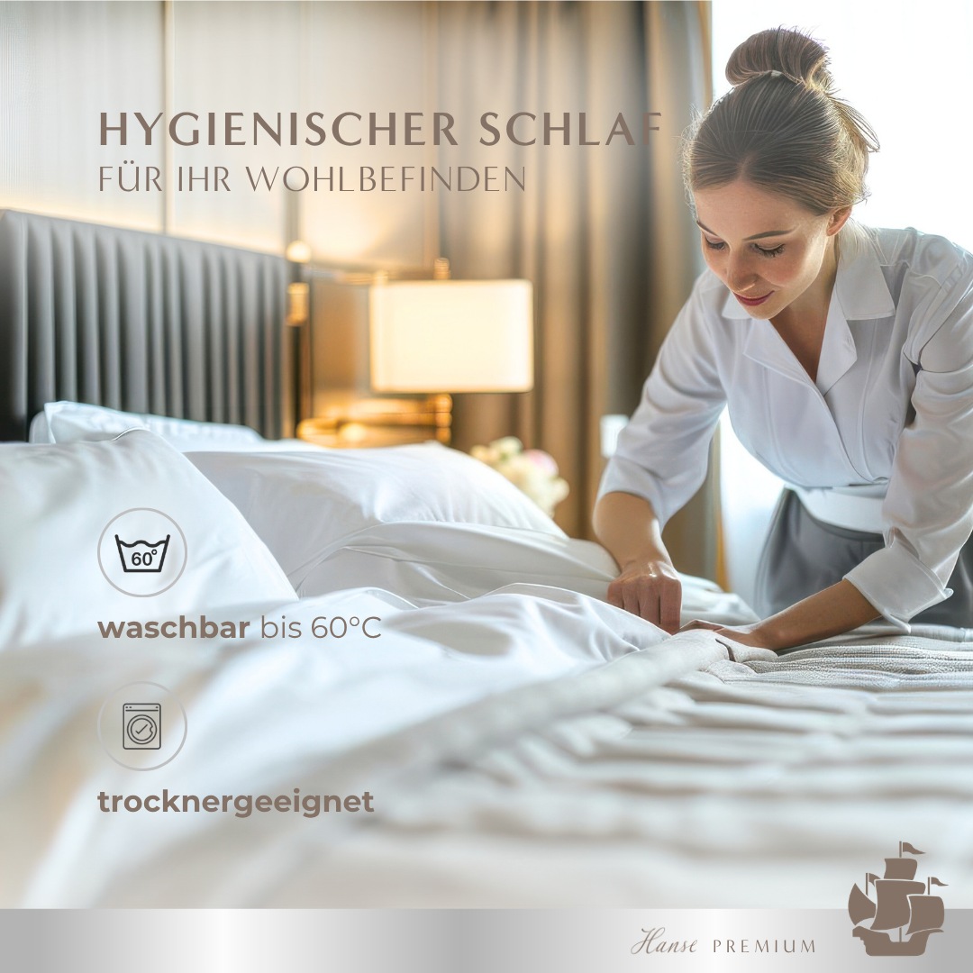 Hanse mit Kogge Seitenschläferkissen »Hanse Premium, Federn & Daunen, Luxushotelqualität, Made in Germany« hochwertig gefülltes Kissen, Stillkissen, Baumwollbezug 40x145 cm