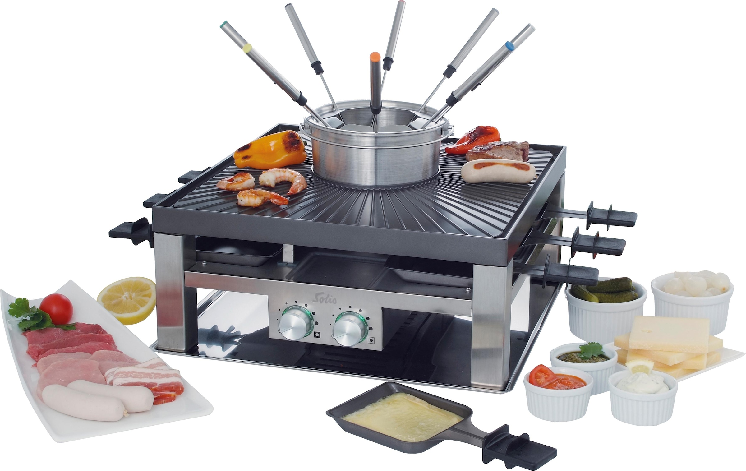 bestron Raclette »AWS600«, 6 & Holzspatel St. W, Schöpflöffel 1000 inkl. BAUR Personen, Rechnung Mini für 6 | 6 Raclettepfännchen, auf Wok Pfannen 1