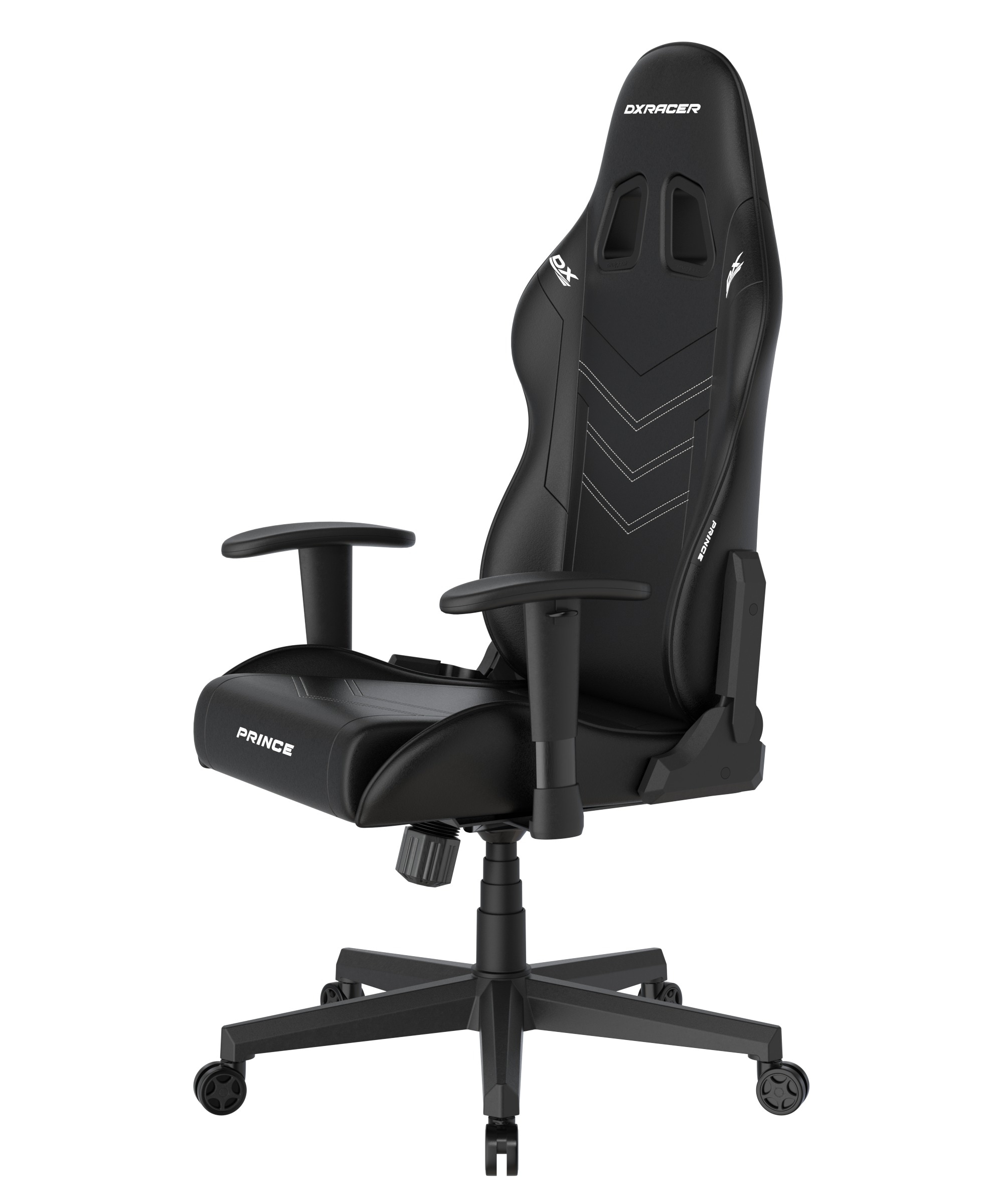 DXRacer Gaming-Stuhl »Prince Gaming Chair Regular L, PVC, schwarz schwarz mit weißen Nähten«