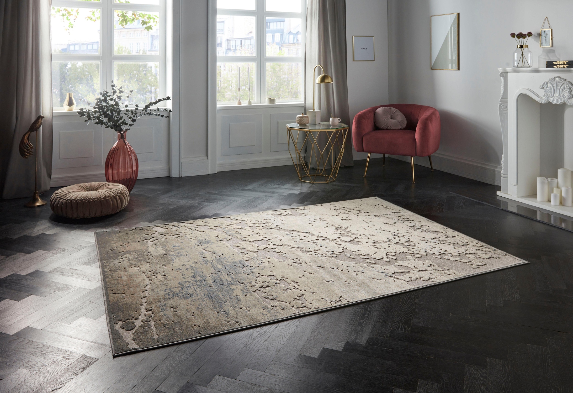 ELLE DECORATION Teppich »Arroux«, rechteckig, 8 mm Höhe, Kurzflor, Viskose, Hoch-Tief Struktur, Velour, Weich