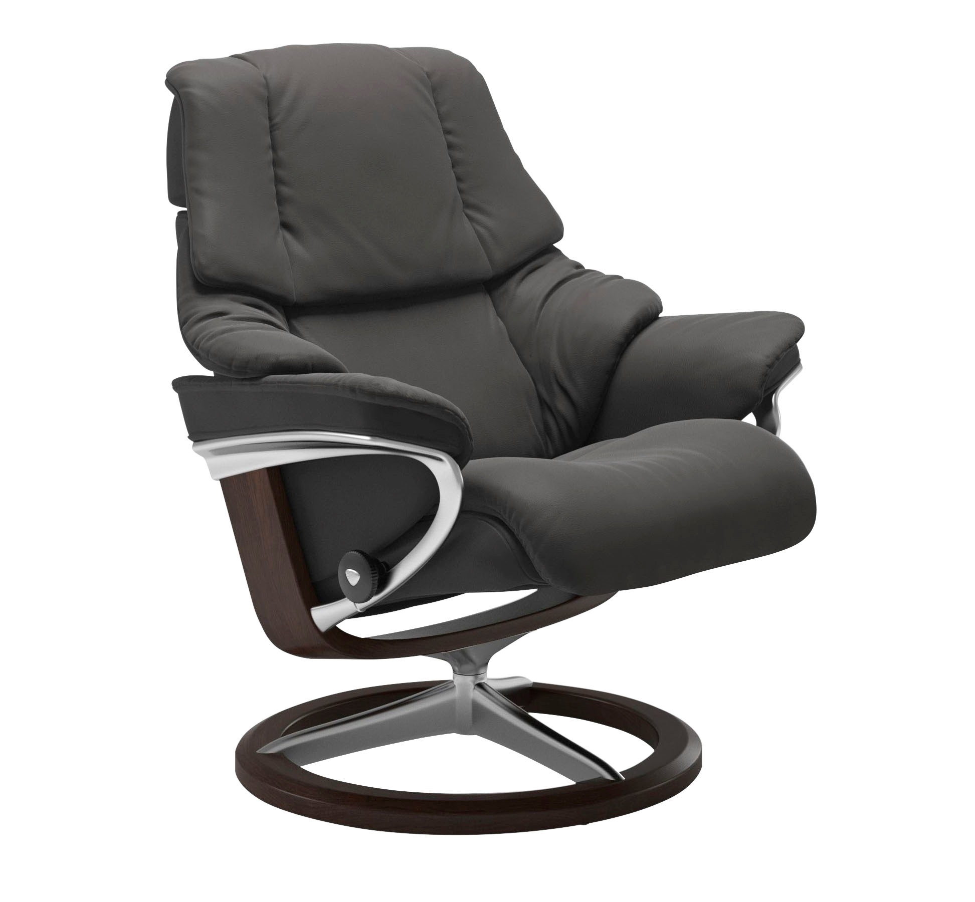 Thumbnail - Stressless Relaxsessel "Reno" Set, Relaxsessel mit Hocker, mit Hocker, mit Signature Base, Größe S, M & L, Gestell Braun