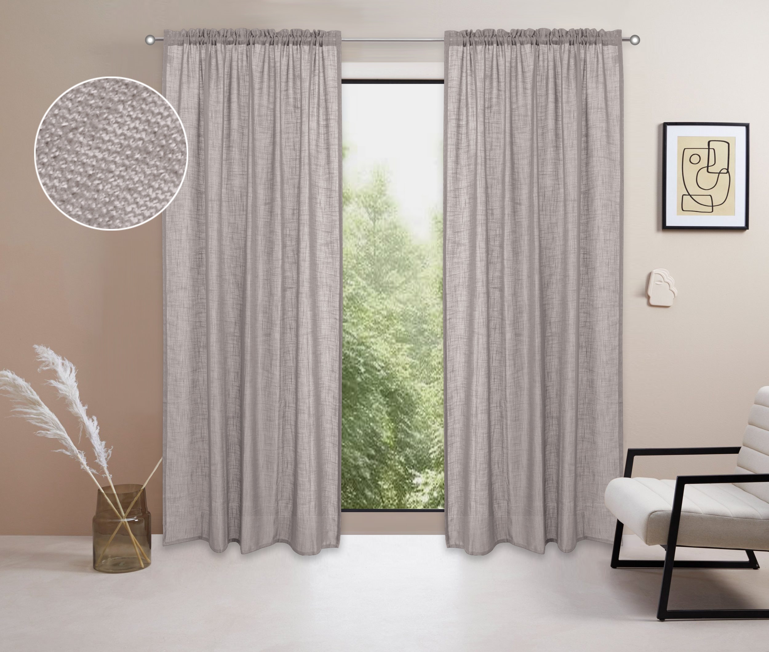 LeGer Home by Lena Gercke Gardine "Marusha" Stangendurchzug 2 Stk. tlg. Leinenoptik, grob gewebt, verschiedene Größen