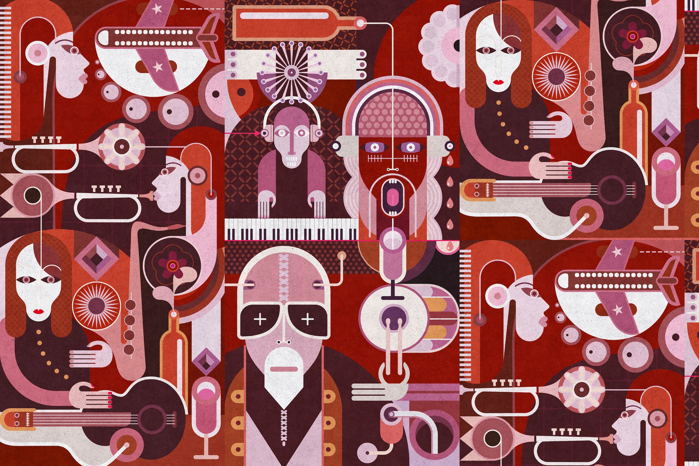 A.S. Création Leinwandbild »wall of sound«, Kunst-Abstrakt-Kinder, (1 St.), Keilrahmen Bild Musik Abstrakt Bunt Leinwand-Bild Wohnzimmer modern