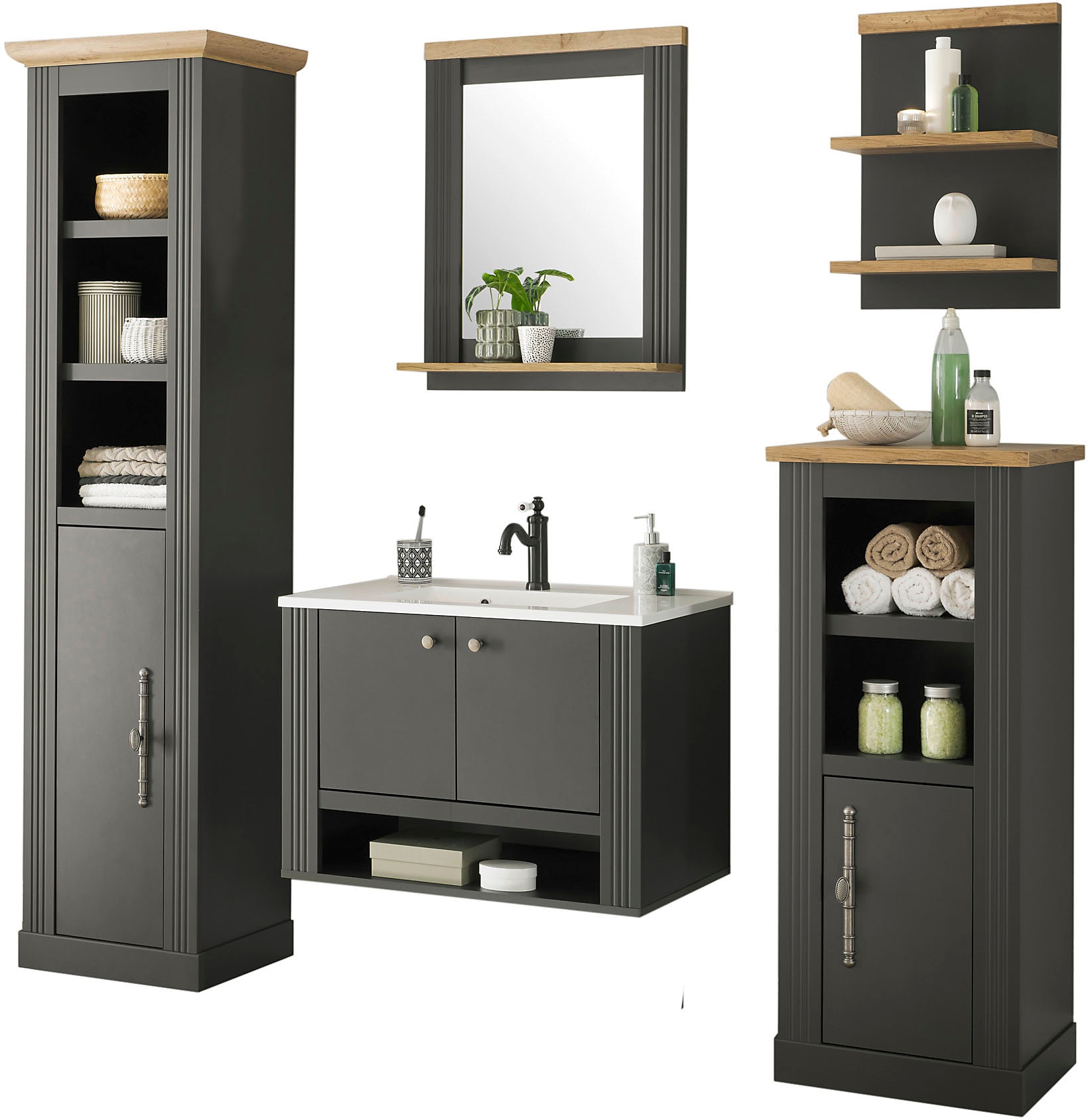 OTTO home Badmöbel-Set "WESTMINSTER, Bad im Landhausstil, 5-teiliges Badezi günstig online kaufen