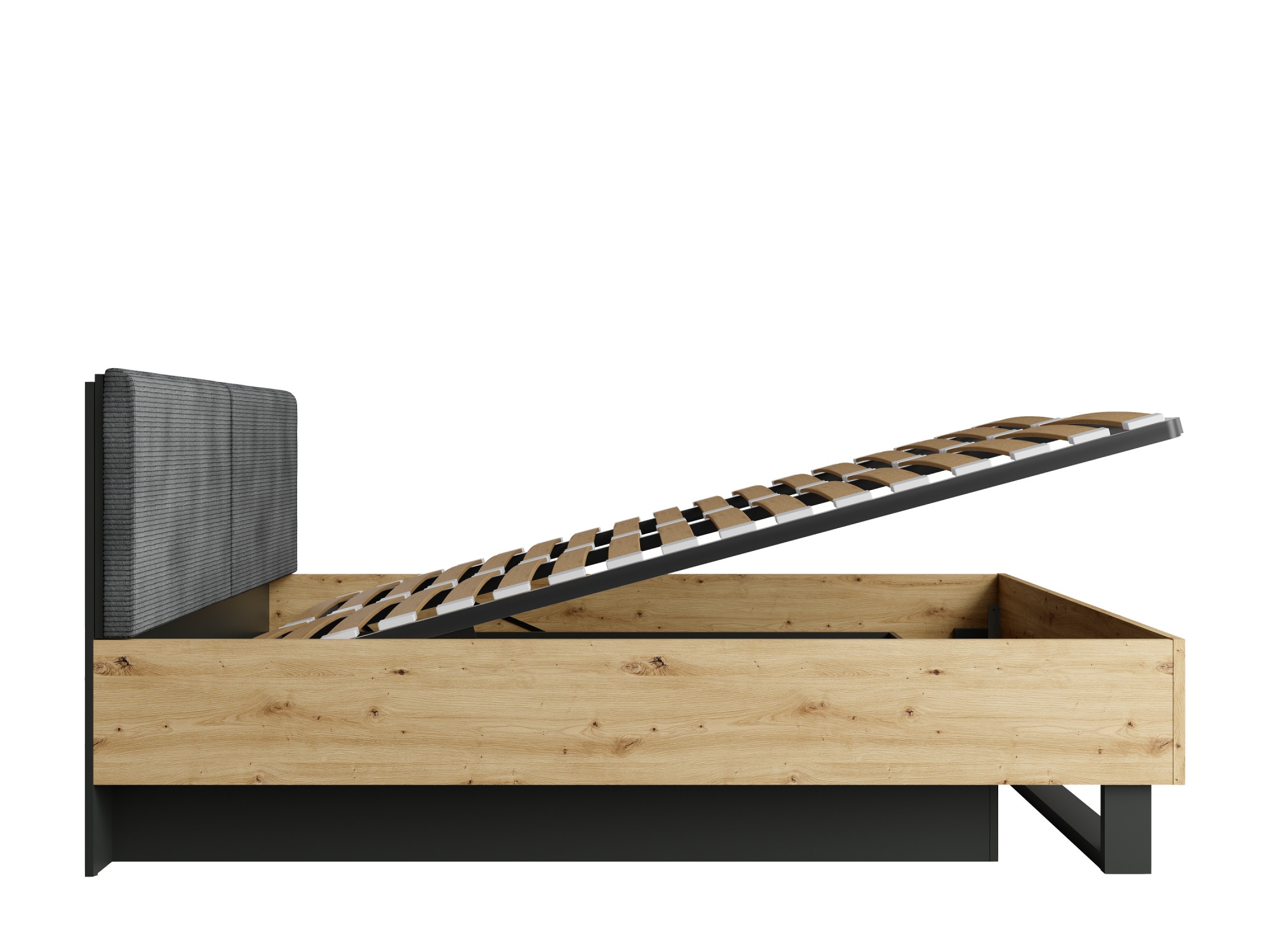 Home affaire Polsterbett »PERY Bettgestell mit gepolstertem Kopfteil, Lattenrost und Bettkasten« mit einem Metallrahmen mit Hebemechanismus, Breite 160 oder 180 cm