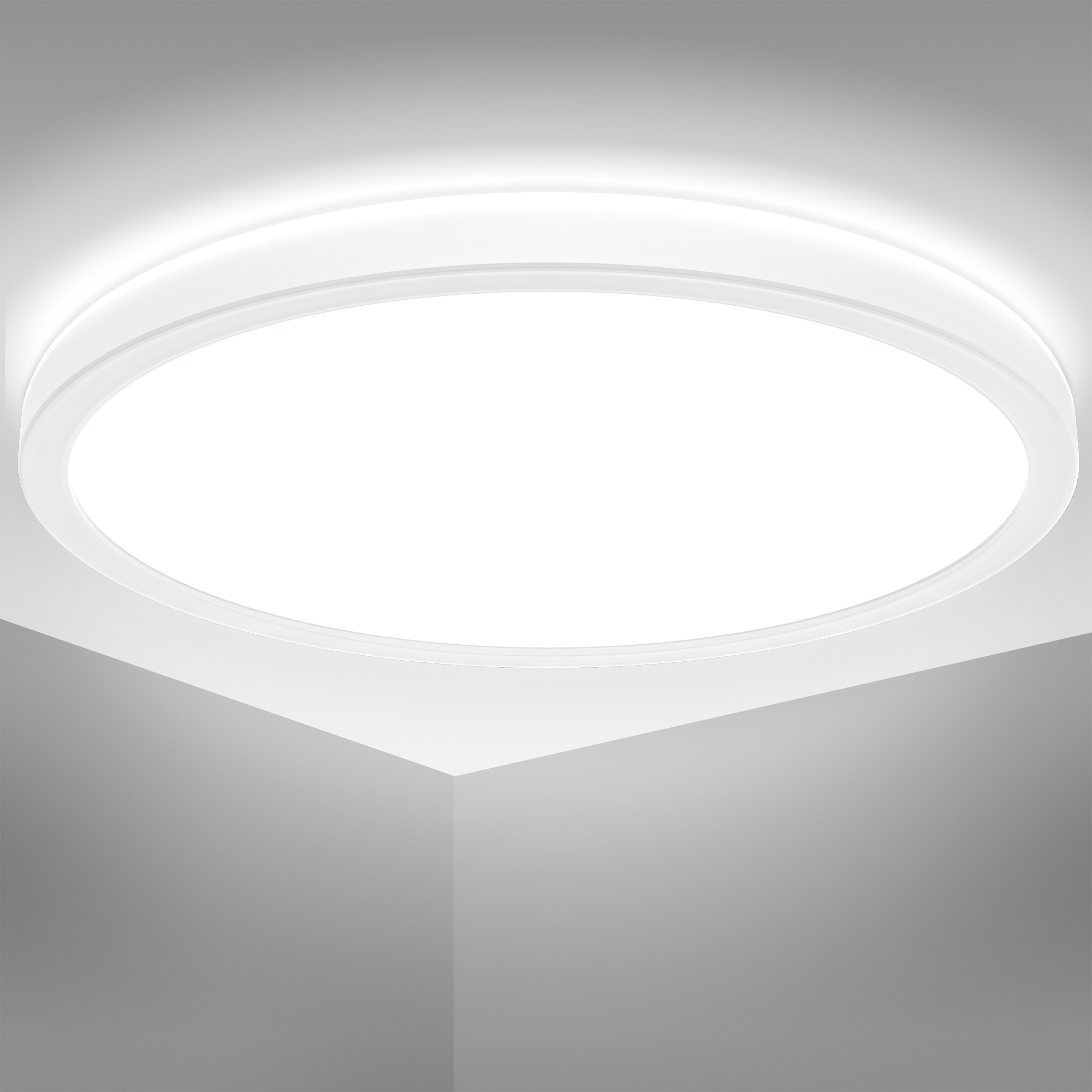 B.K.Licht LED Deckenleuchte »LED Bad-Deckenlampe, mit Backlight, Ultraflach«, 1 flammig, Leuchtmittel LED-Modul | LED fest integriert, Indirektes Licht, 18W, 4.000K, 2400Lm, IP44, Ø29cm