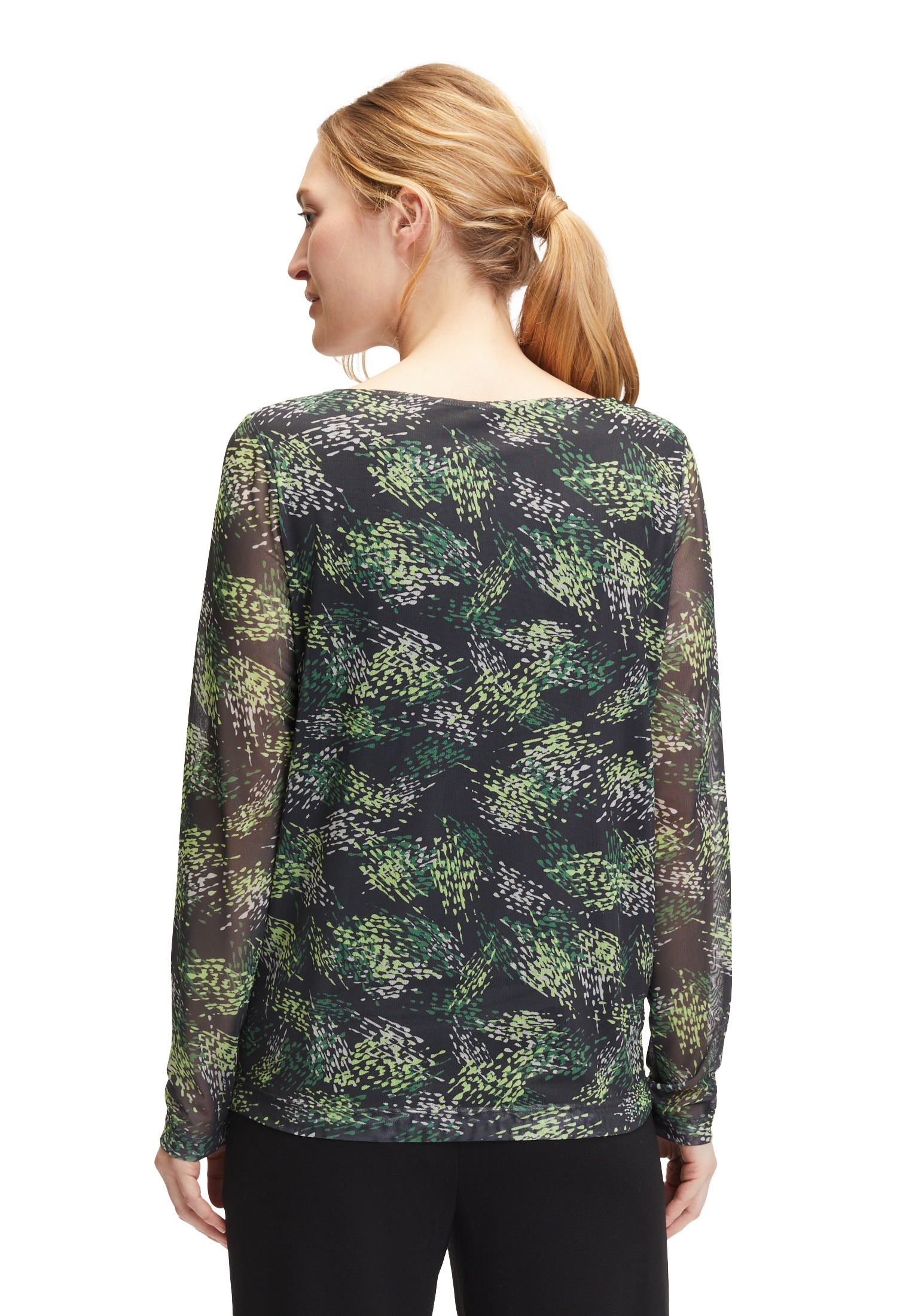 Betty&Co Kurzarmshirt »Betty & Co Leicht transparentes Shirt mit U-Boot-Ausschnitt«, (1 tlg.), Druck