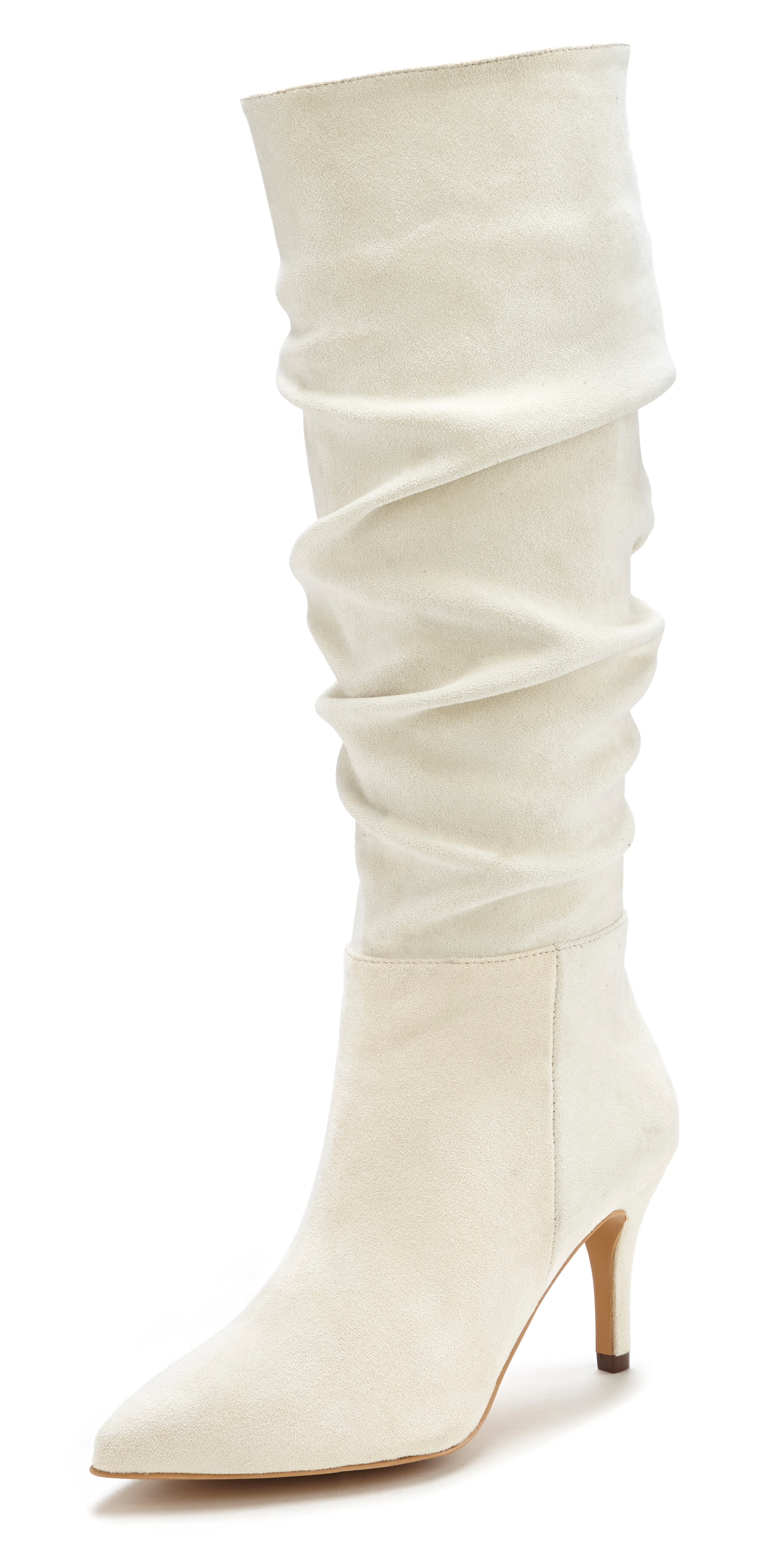 LASCANA Reißverschlussstiefel, mit modischer Raffung, Langschaft, High-Heel Stiefelette,Slouchy Boots