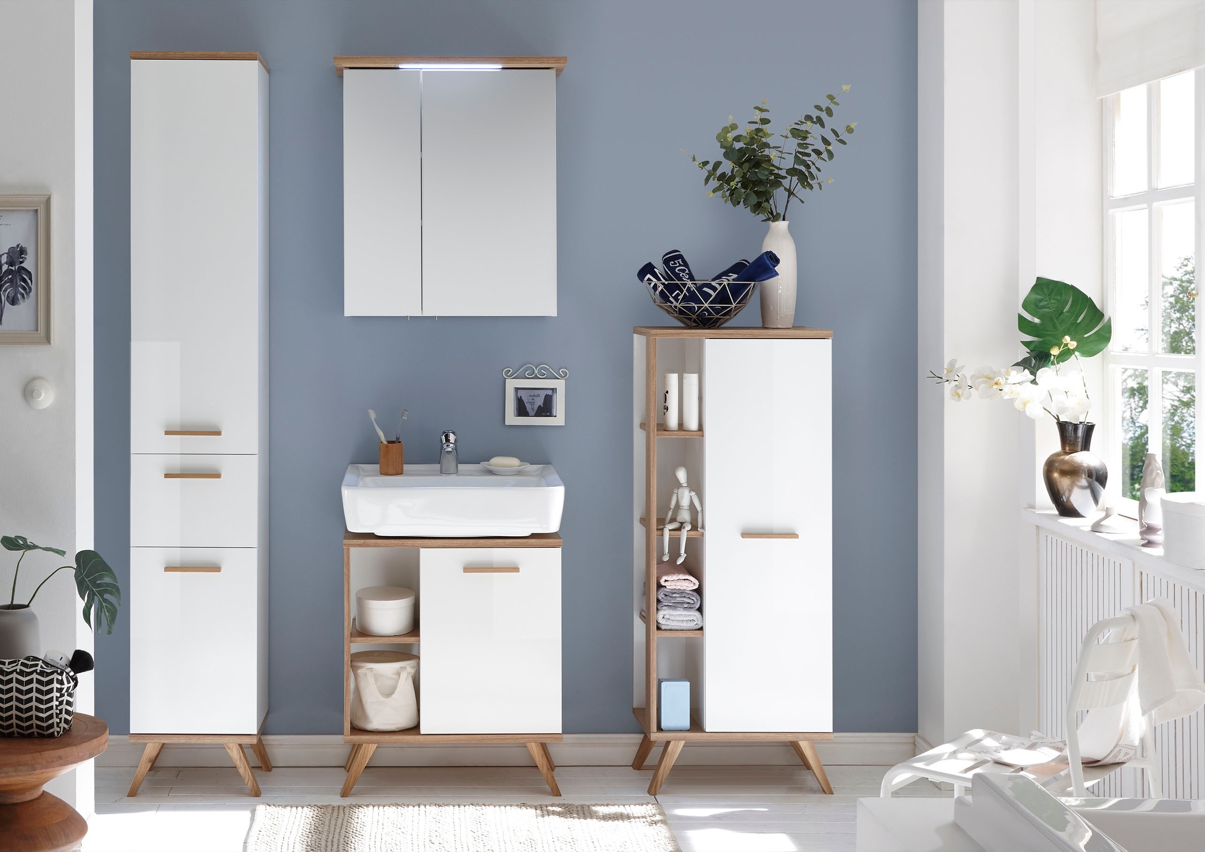 Saphir Hochschrank "Quickset Badschrank 35,5 cm breit, 2 Türen, 1 Schublade günstig online kaufen