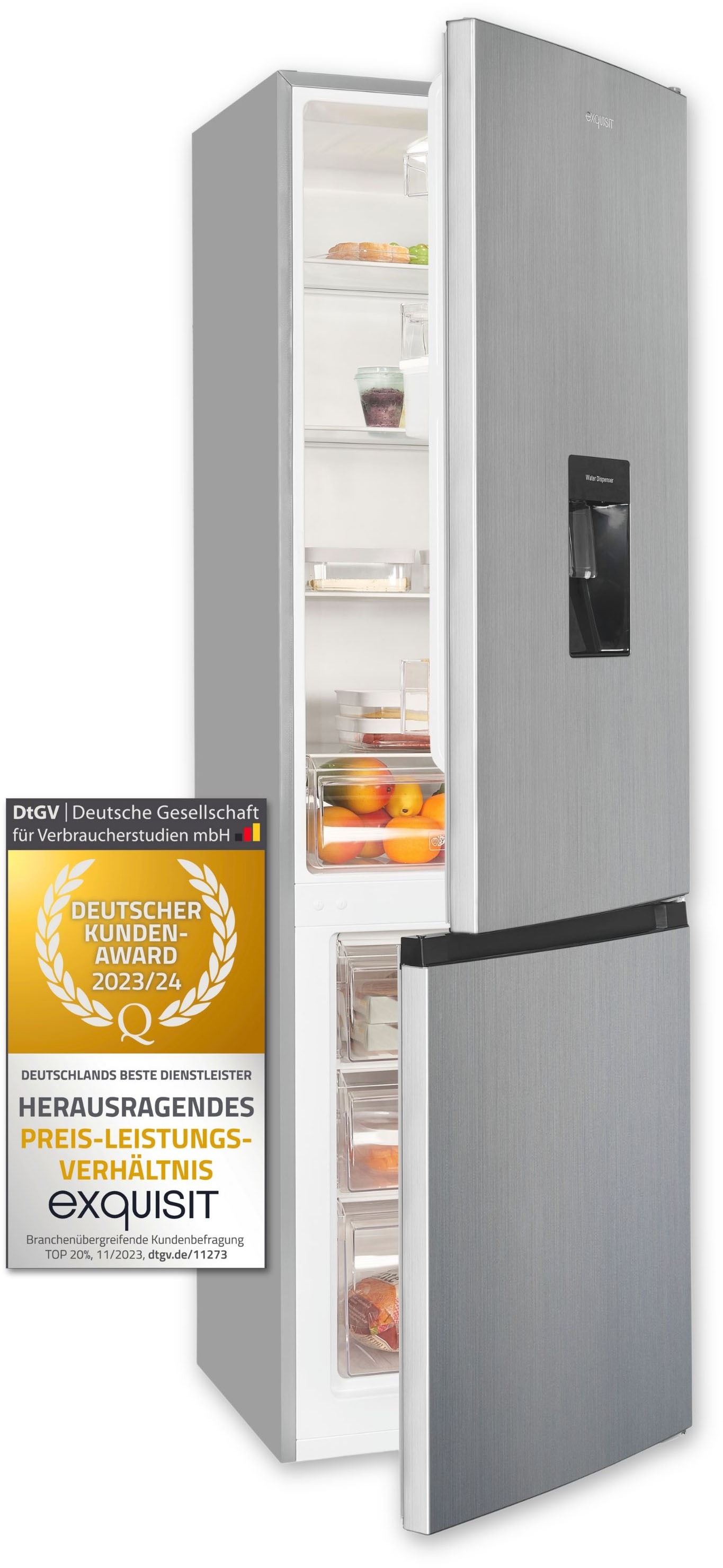 exquisit Kühl-/Gefrierkombination "KGC265-70-WS-040D inoxlook" 179,5 cm hoc günstig online kaufen