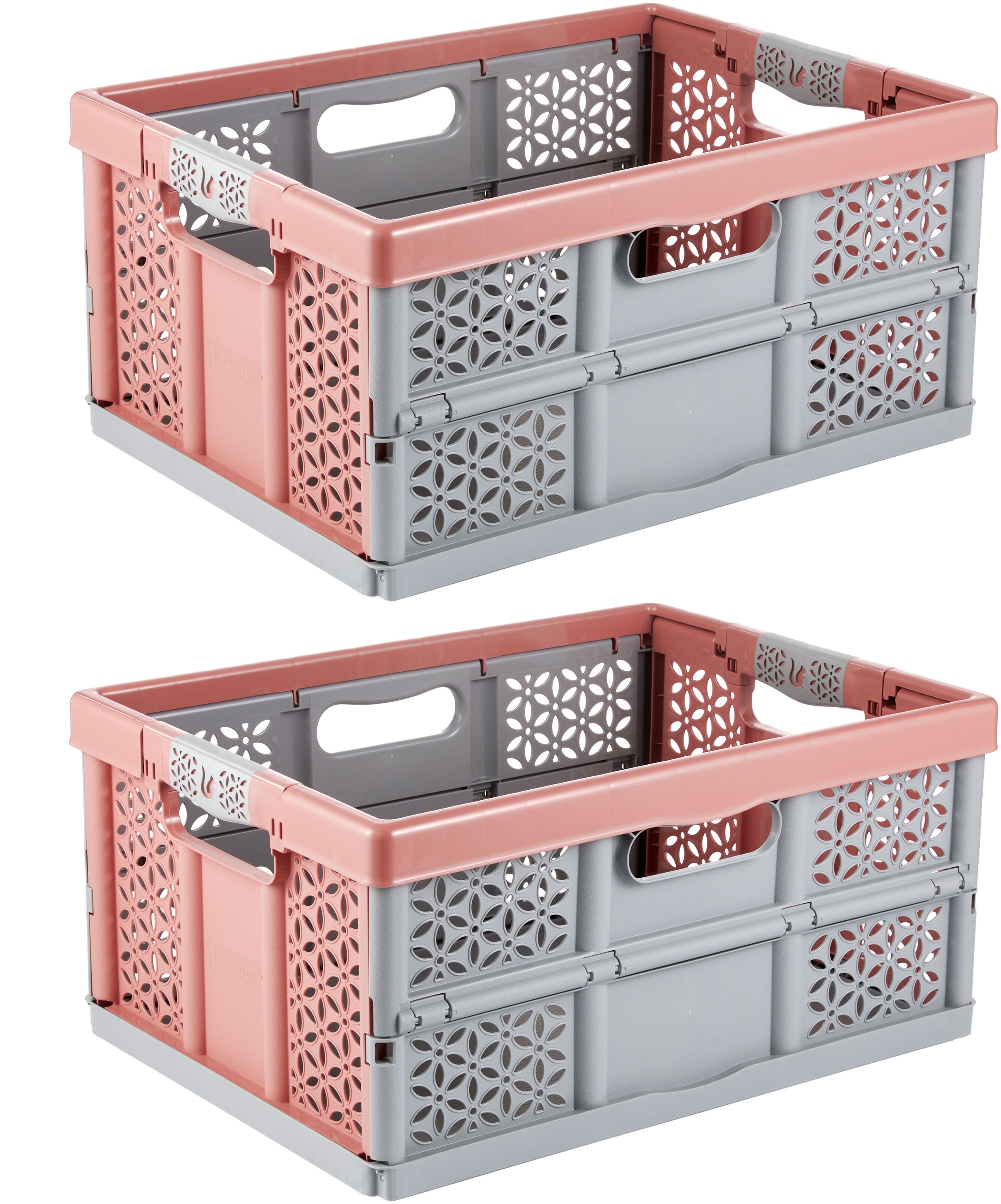 KEEEPER Klappbox "Profi-Klappbox lea mit Softgriffen (Set 2 St.) 32 l, 48,5x35x23,5 cm", B:48cm H:23,5cm T:34,5cmnordic rot, gray, Einkaufskörbe,