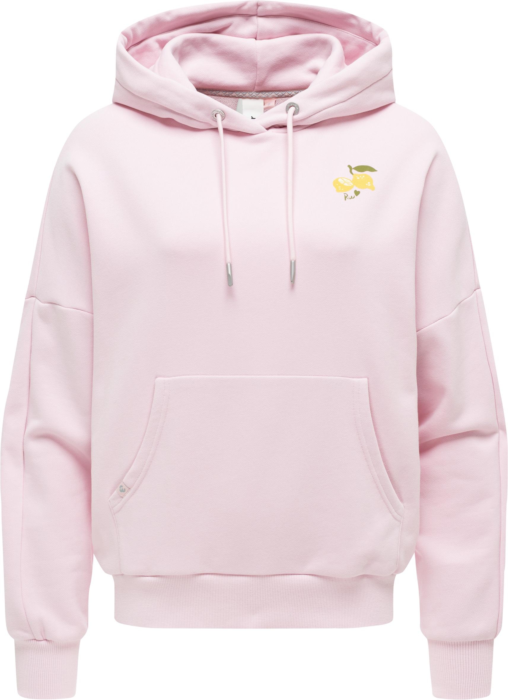 Kapuzenpullover RAGWEAR "Pirita PP", Damen, Gr. M (38), rosa, Material: 70% Baumwolle, 30% Polyester, oversize hüftbedeckend, hoch geschlossener Ausschnitt, Ärmel ohne Ärmelschlitz Rippbündchen, Pullover Kapuzenpullover, oversized Damen Hoodie mit Print-A