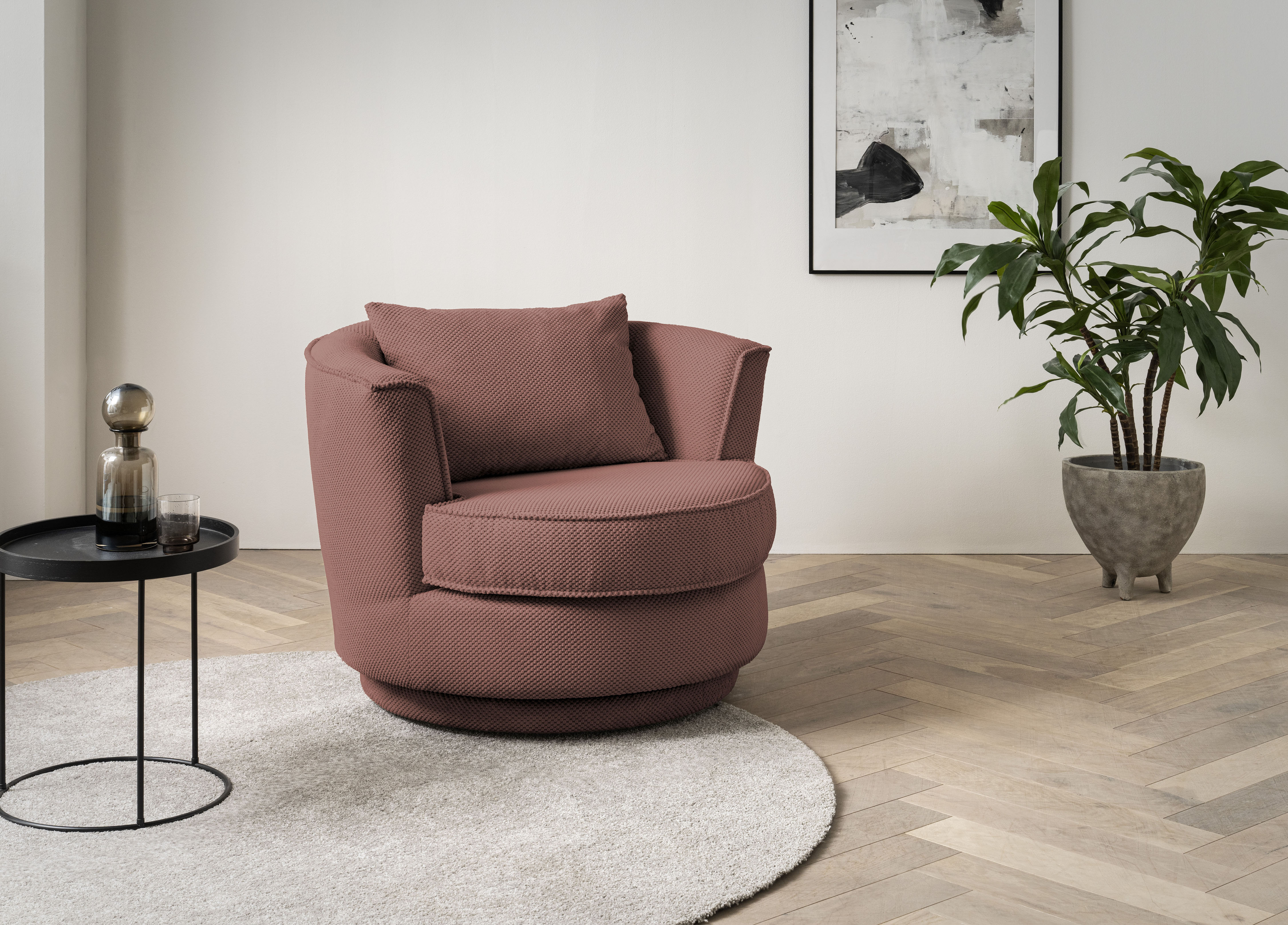 Home affaire Drehsessel "MAISIE Webvelours, Lese-Sessel, Love Seat," trendige Stoffe MEGA CORD und Web-Velours, 360 Grad drehbar