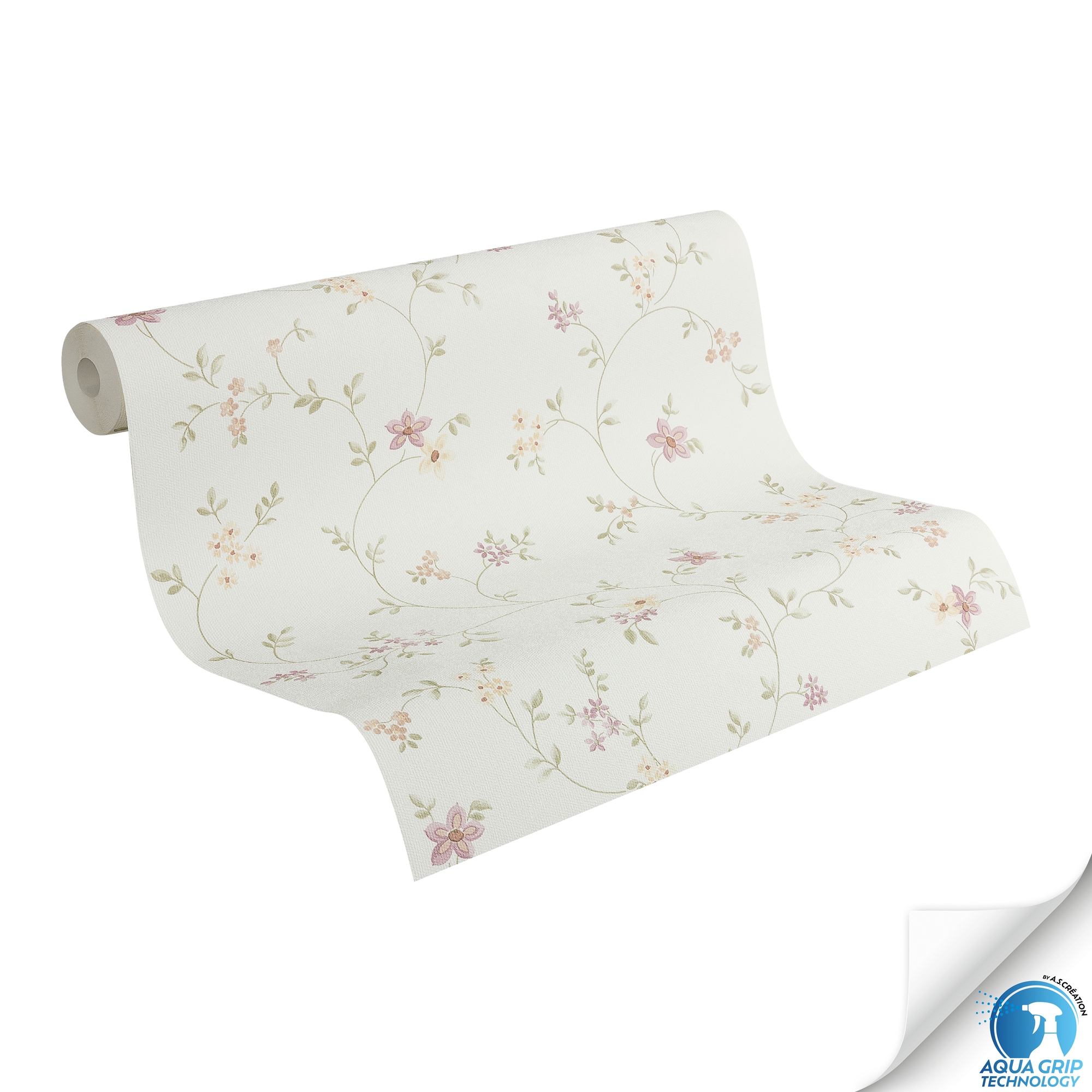 living walls Vliestapete »DesignDrop vorgeleimte Tapete Floral Mustertapete Weiß Grün Rosa«, matt, florale Vliestapete vorgekleistert für Schlafzimmer Wohnzimmer Flur