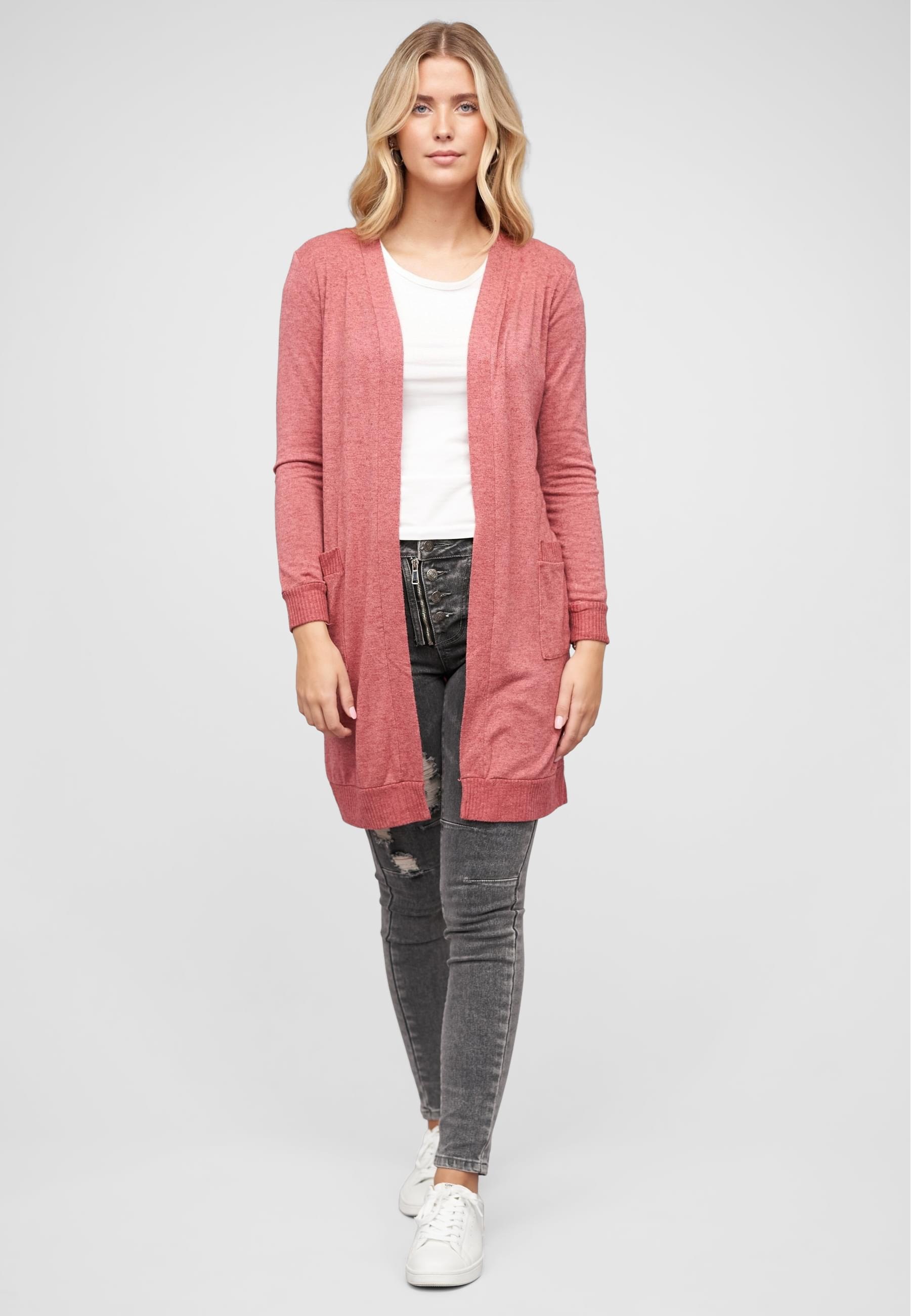 CLOUD 5IVE Strickjacke »CLOUD 5IVE Longform Viskose Cardigan mit 2 seitl. Taschen«