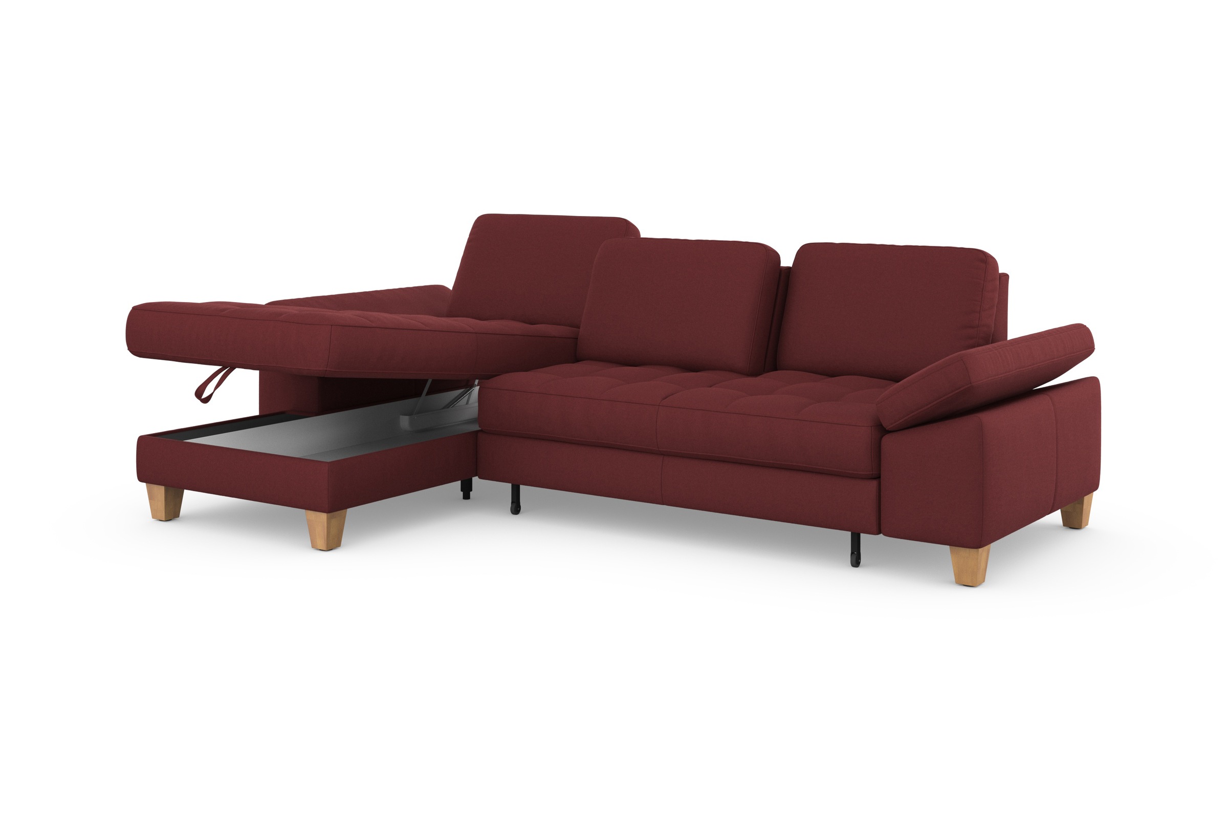 sit&more Ecksofa »Westham L-Form«, mit Recamiere, mit oder ohne Bettfunktion, Bettkasten, Füße Eiche