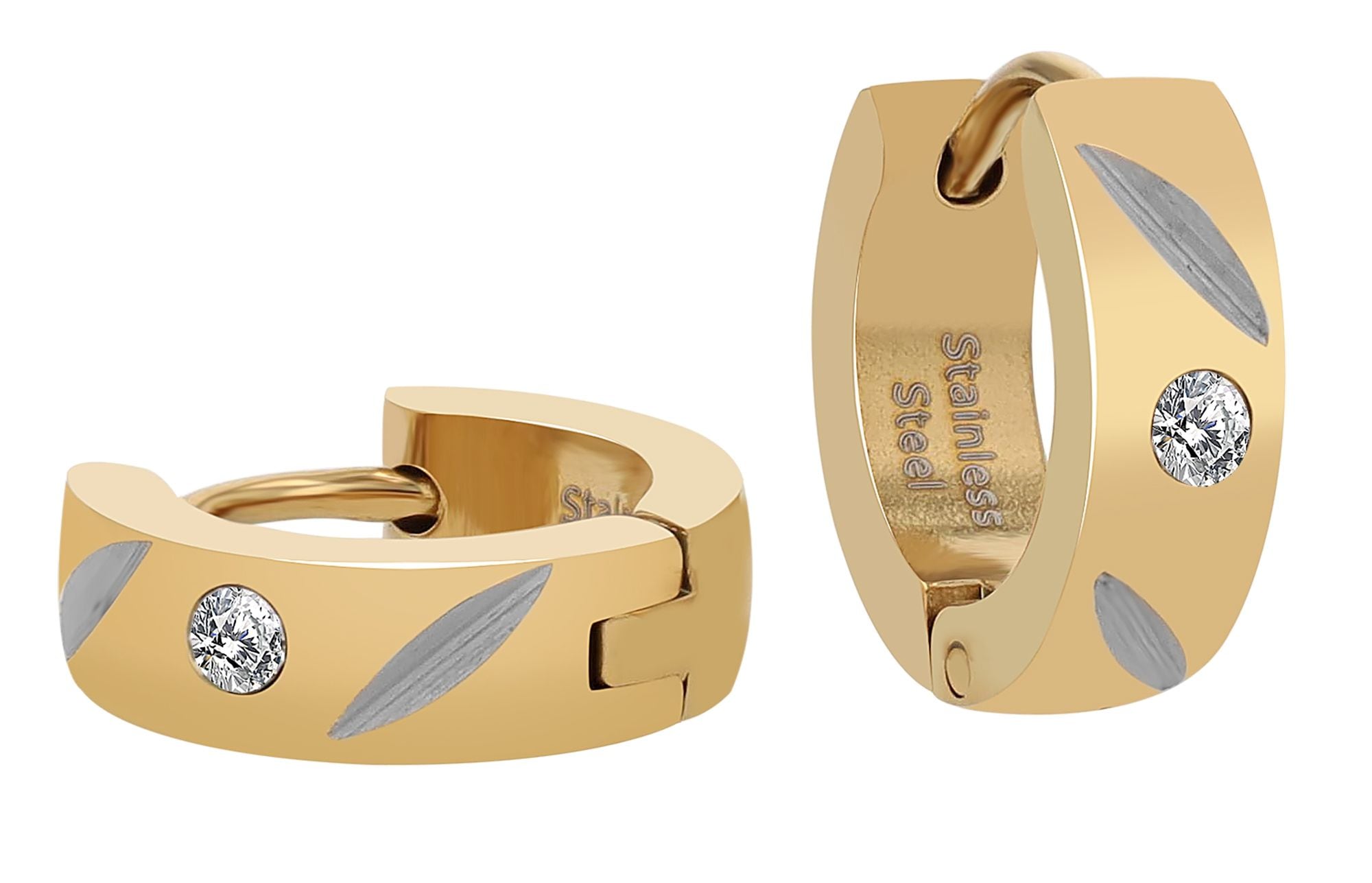 Adelia´s Klappcreolen »Damen Ohrringe – Klappcreole aus Edelstahl mit Strass Steinchen« Perfekt als Geschenk zum Geburtstag