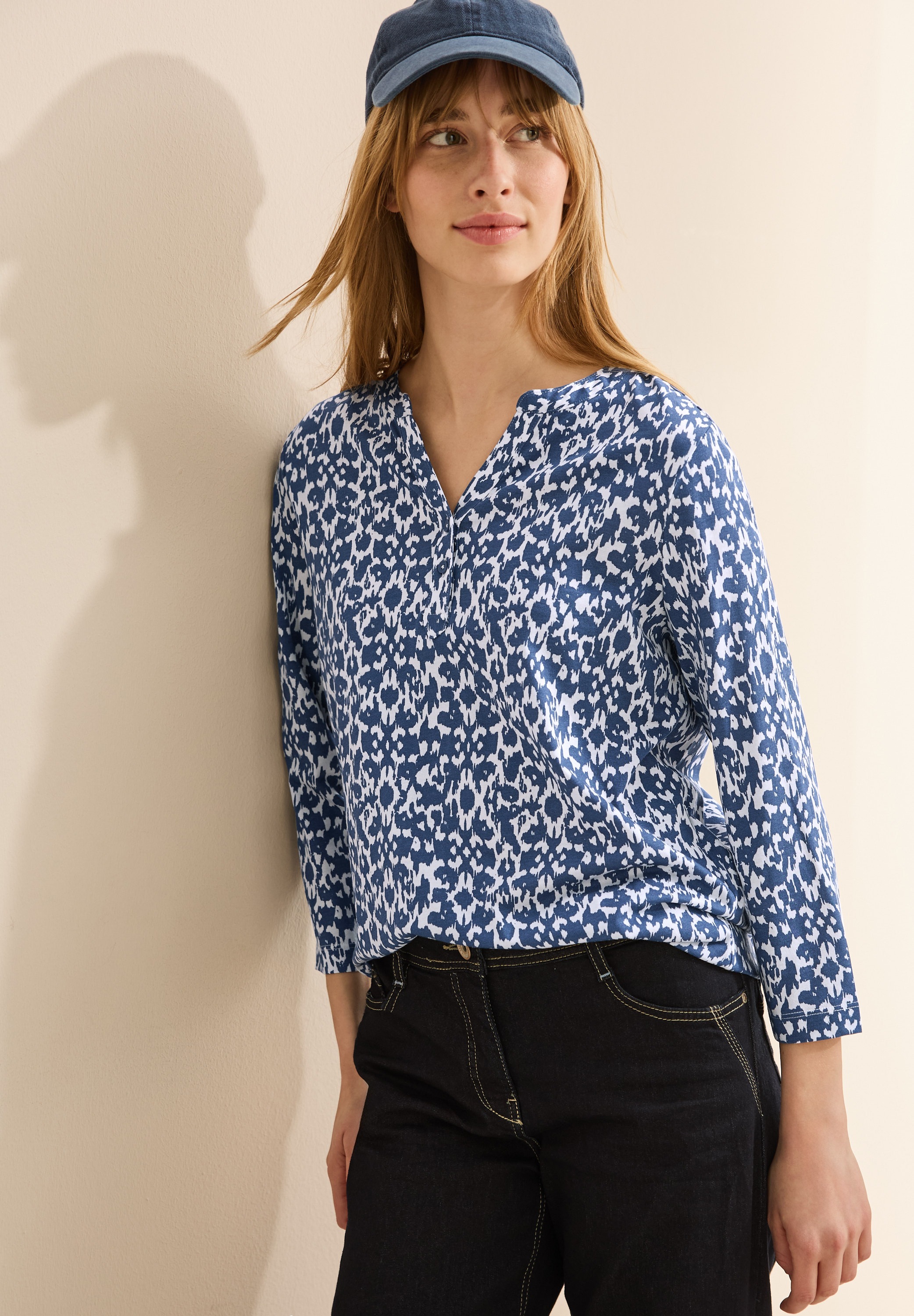 Cecil 3/4-Arm-Shirt su Minimal-Print ir im T...