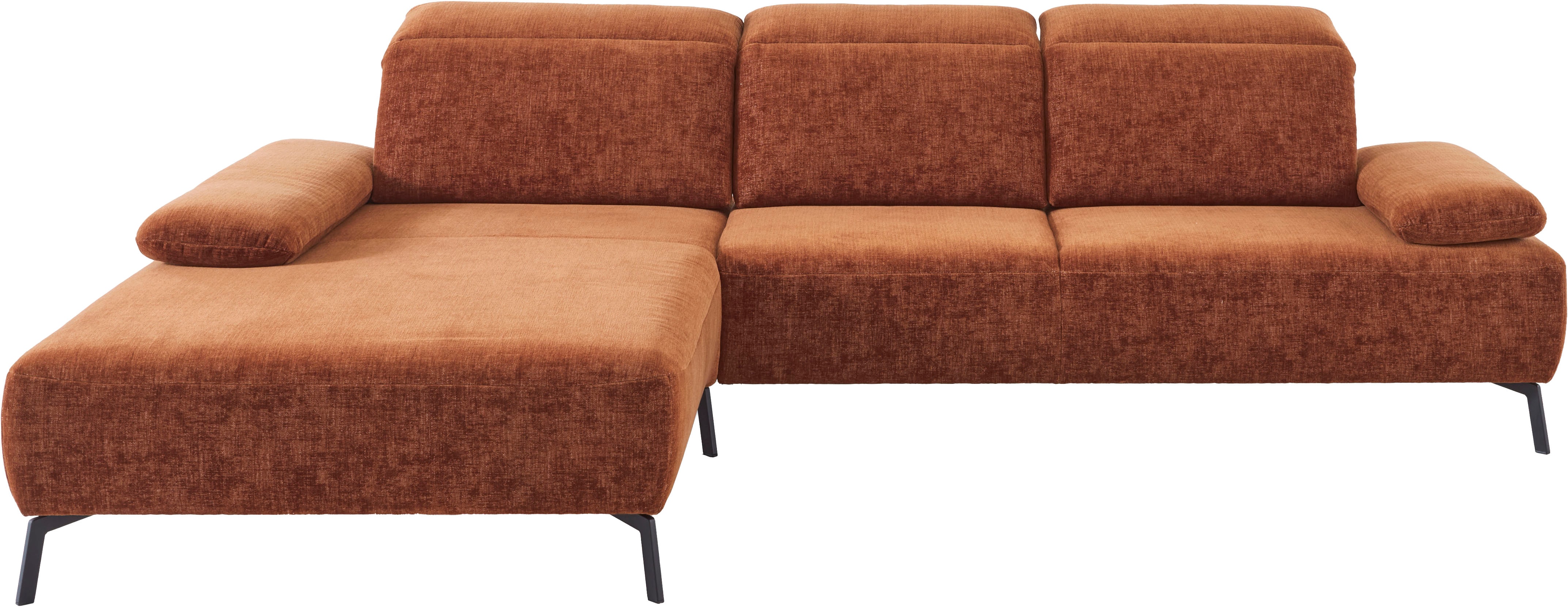 Home affaire Ecksofa "Liora, L-Form mit verstellbarem Kopfteil, Breite 291 cm" klappbare Armlehne, Tonnentaschenfederkern&saugroboterfreundliche Höhe