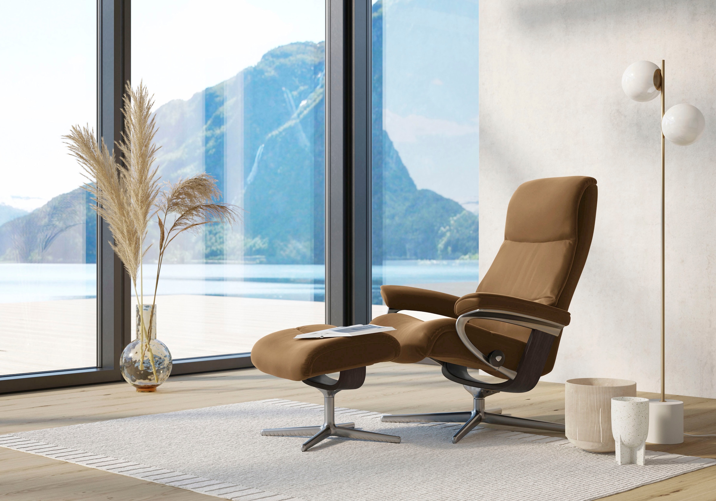 Stressless Fußhocker "View", mit Cross Base, Größe S, M & L, Holzakzent Wenge