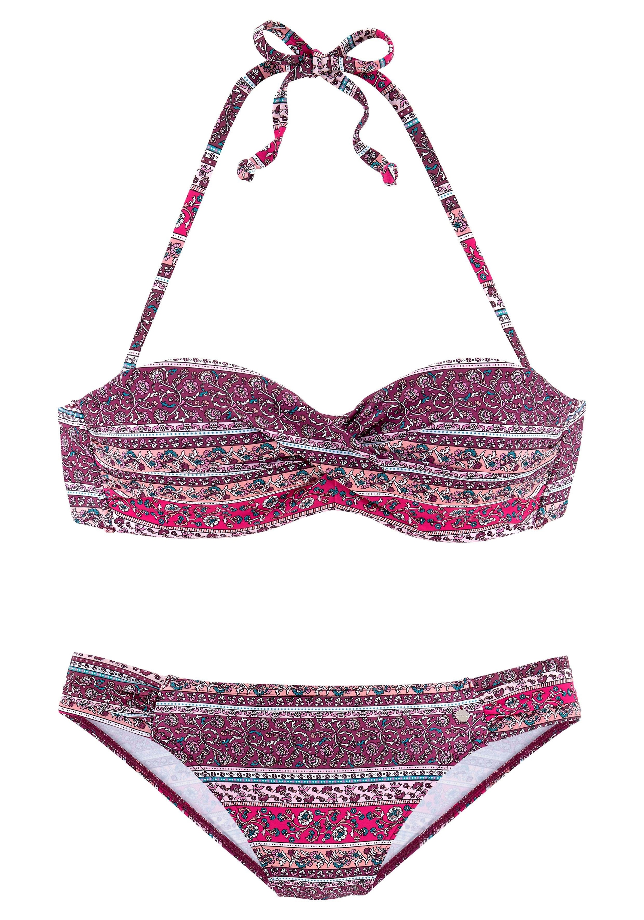 s.Oliver Bügel-Bandeau-Bikini, mit Wickeloptik und Print