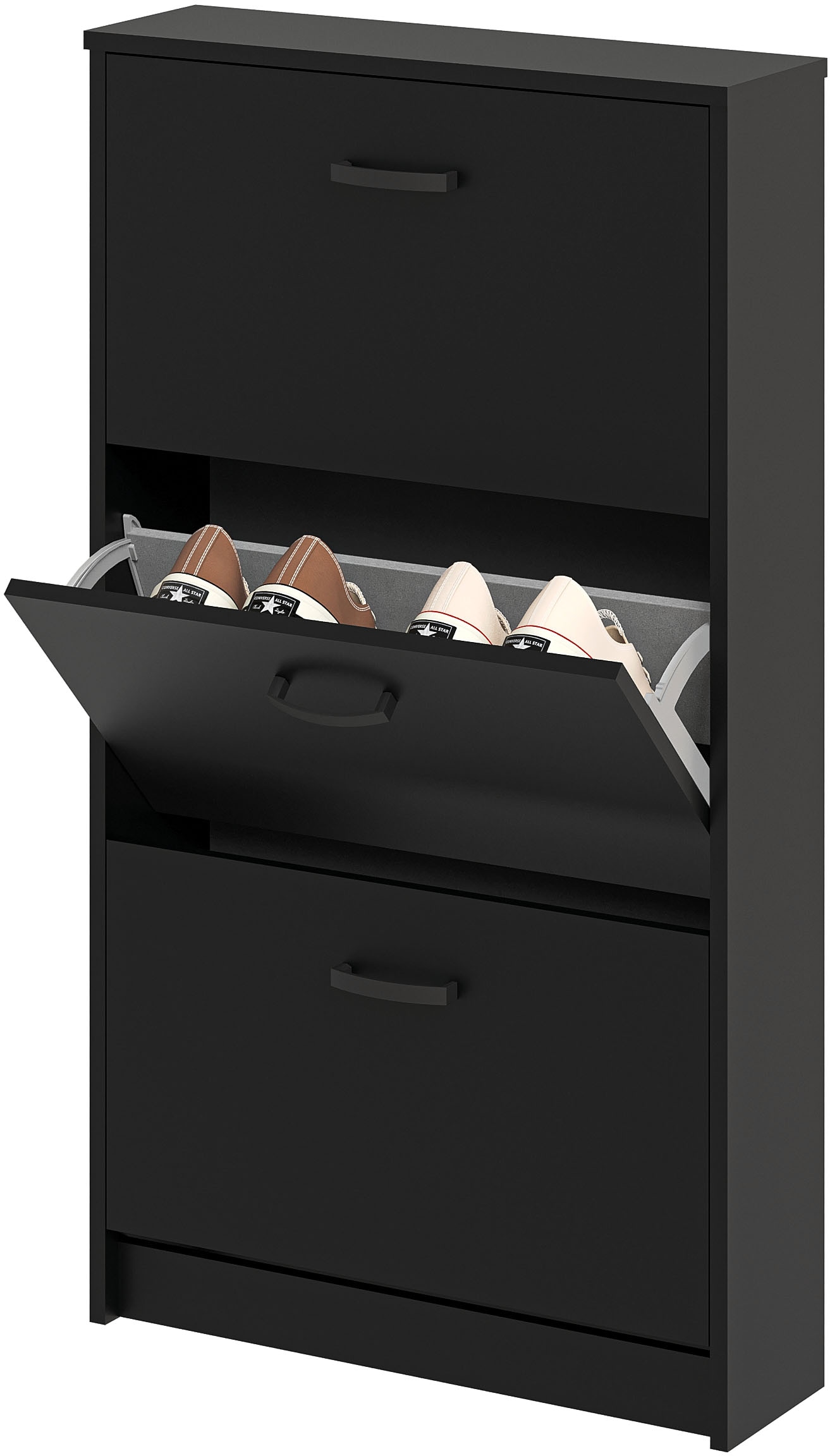 FMD Schuhschrank »Step 3«, Breite 58,5 cm, Tief 17 cm, mit 3 Klappen, Schuhkipper