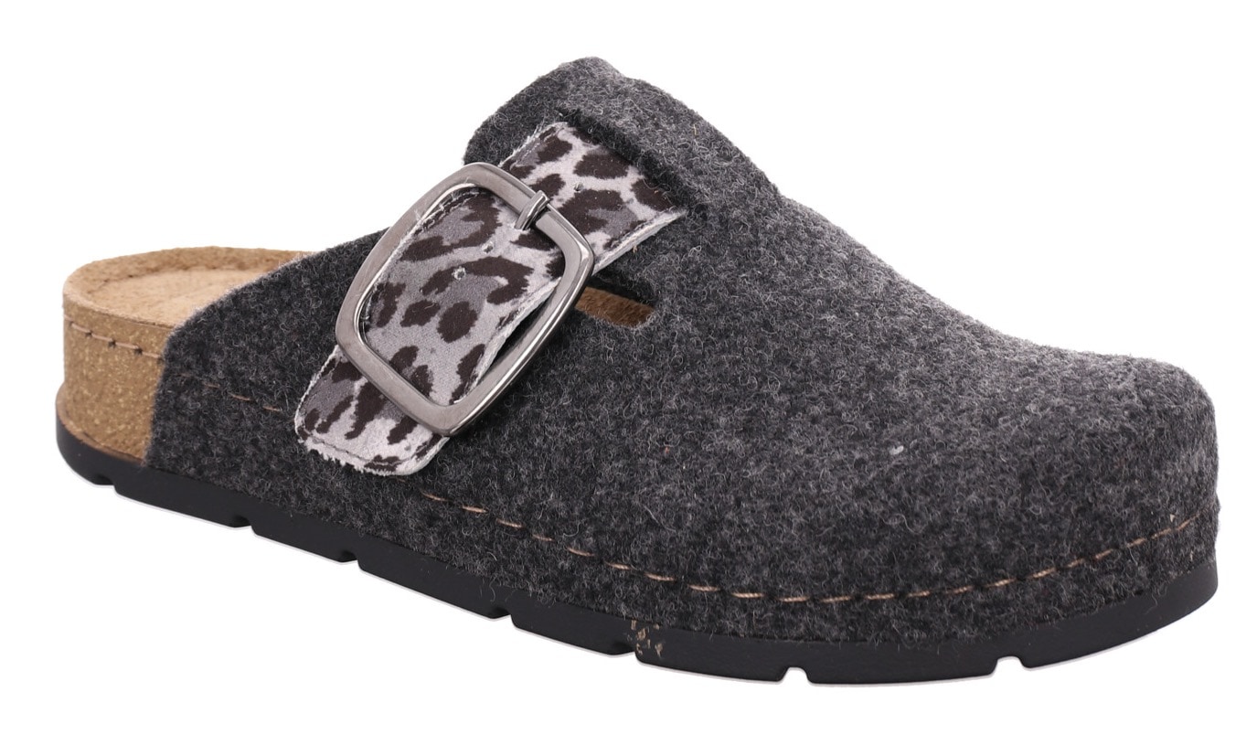 Rohde Pantoffel "SOAVE" Hausschuh, Filz Clog, Homeslipper mit Plateausohle