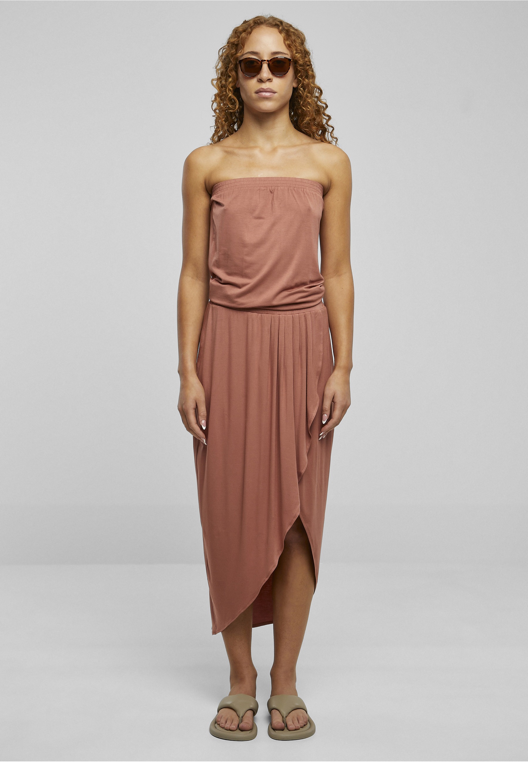 URBAN CLASSICS Shirtkleid »Urban Classics Damen Ladies Viscose Bandeau Dress« 1 tlg.