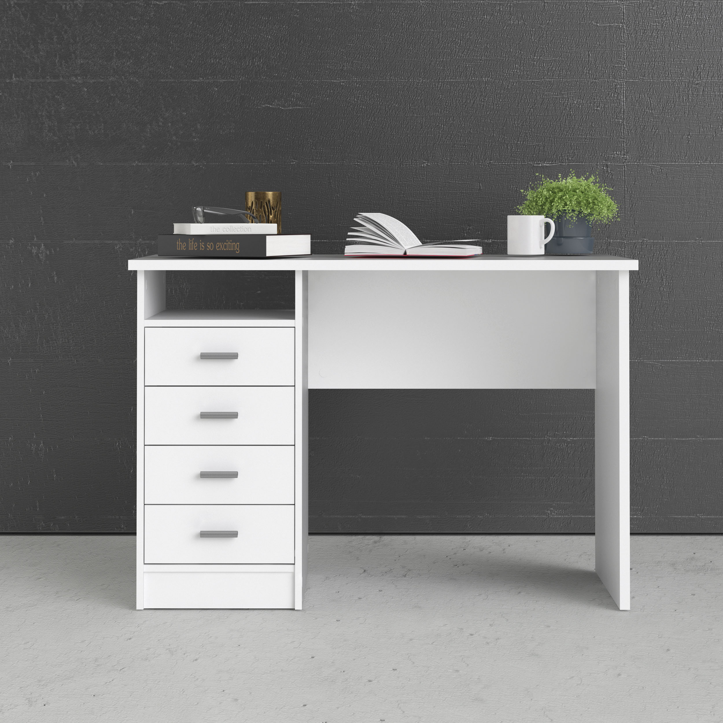 Home affaire Schreibtisch "Function Plus, Arbeitstisch, Bürotisch, staurum, minimalistisch" mit 4 Schubladen,1 Einlegeboden, zeitlos, 1 offenes Fachbreite 110 cm