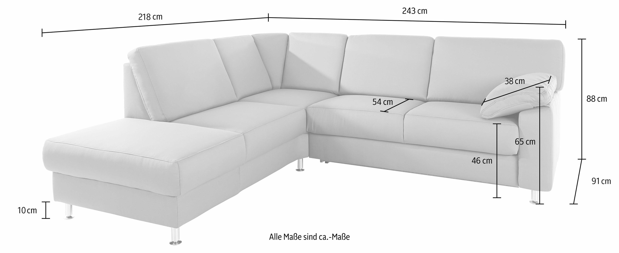 sit&more Ecksofa »Belfort L-Form« wahlweise mit Vorziehsitz und Bettkasten