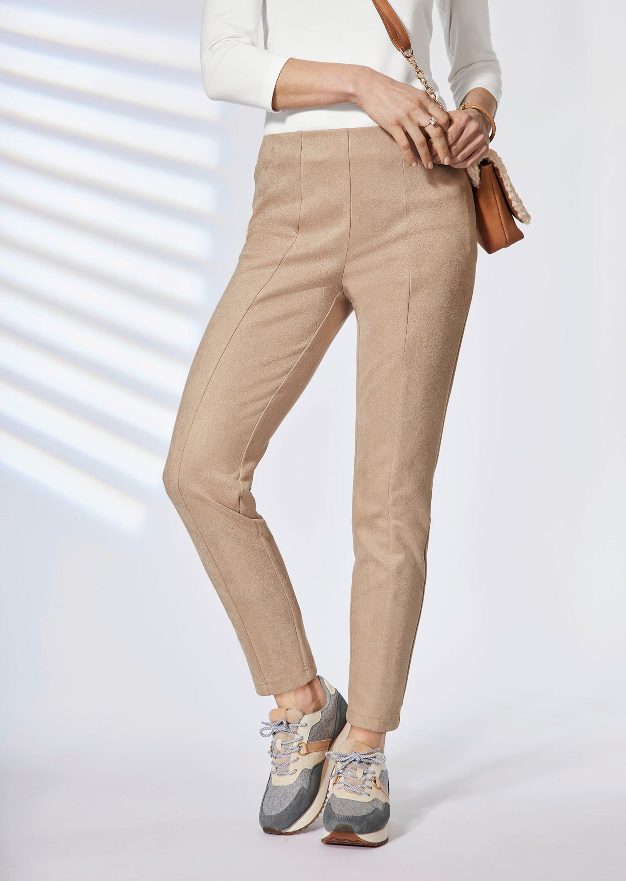 GOLDNER 2-in-1-Hose "Kurzgröße Moderne Leggings in trendigem Velourslederim günstig online kaufen