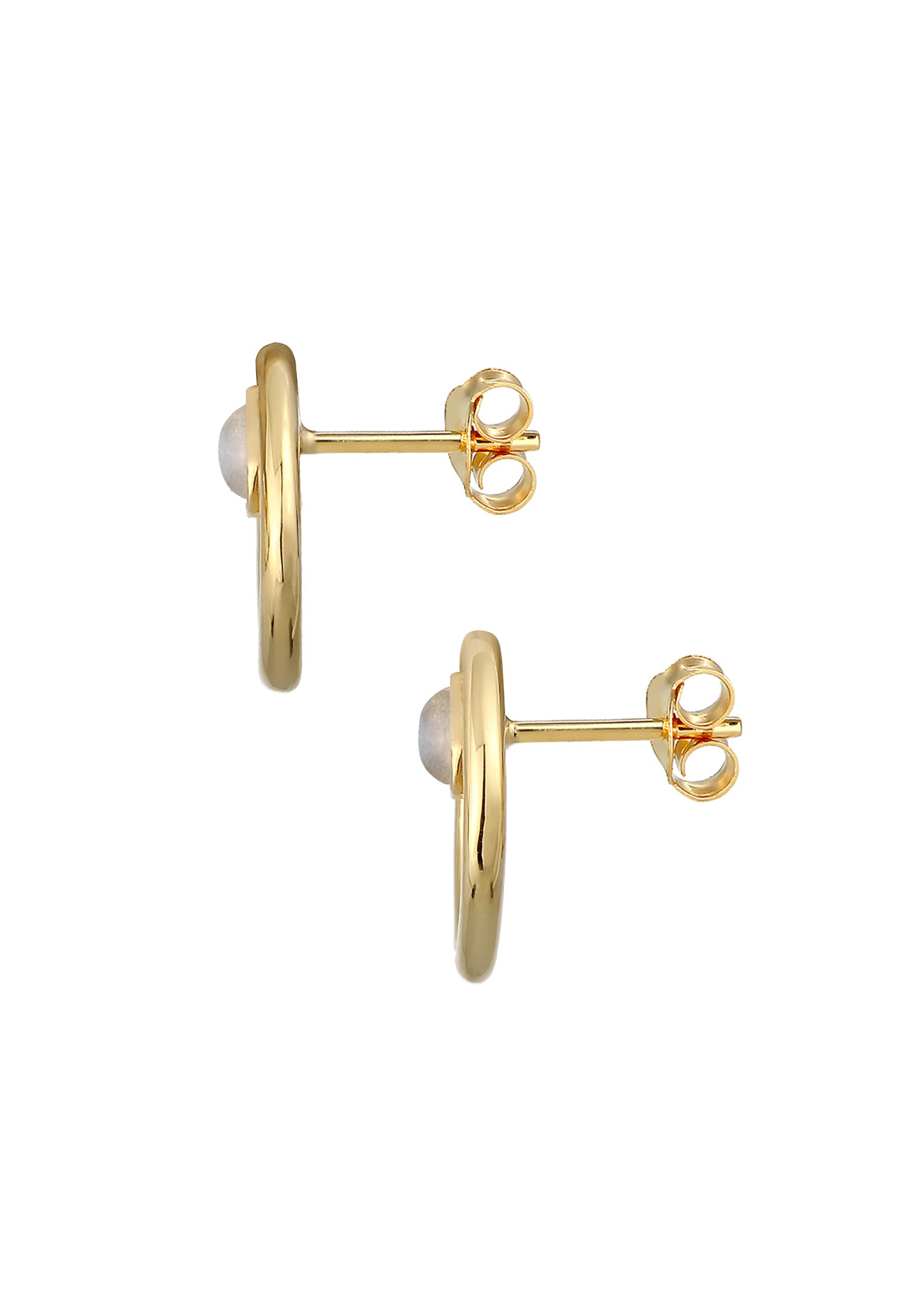 Elli Premium Paar Ohrstecker »Stecker Mondstein Organic Kreis Look 925 Silber«