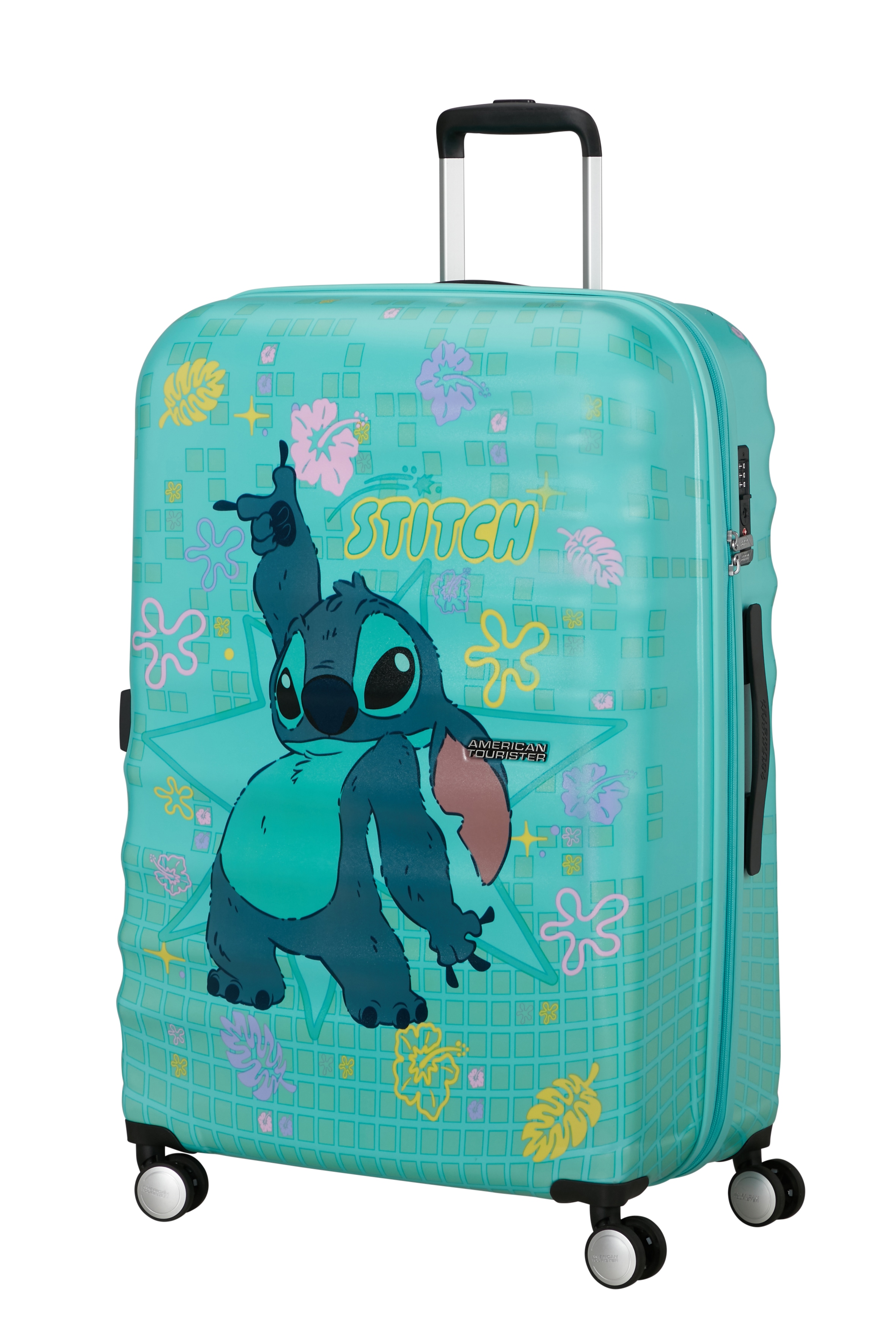 Kinder Hartschalen-Trolley "WAVEBREAKER DISNEY, verschiedene Motive", AMERICAN TOURISTERstitch flower, ABS, Koffer, Reisekoffer Reisegepäck