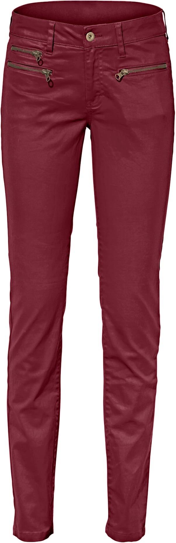 Röhrenhose HEINE, Damen, Gr. 34, Normalgrößen, rot (bordeaux), 98% Baumwolle, 2% Elasthan, Beschichtung:100% Polyurethan, unifarben, lang, Hosen 3